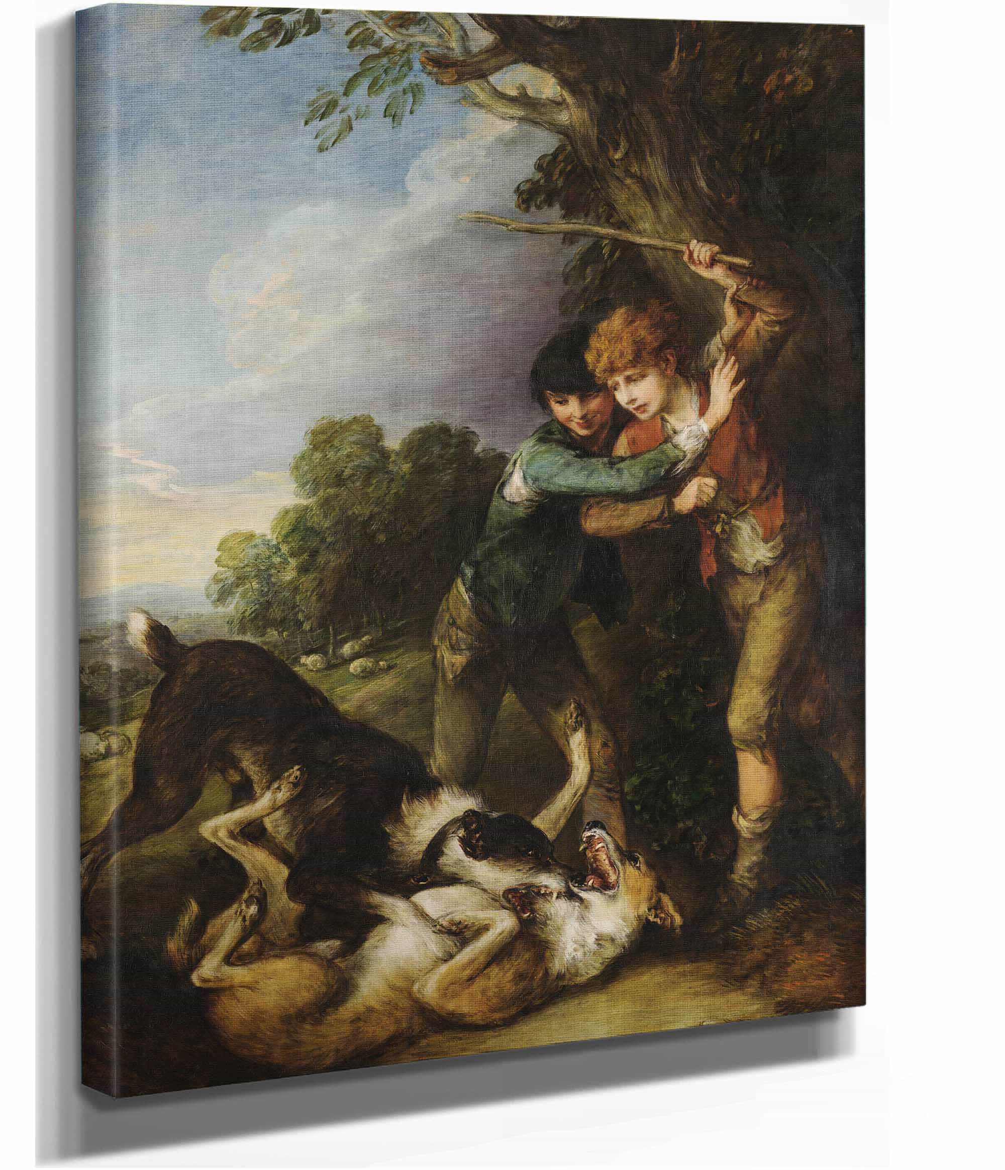 Two Shepherd Boys With Dogs Fighting by Thomas Gainsborough - Image 2