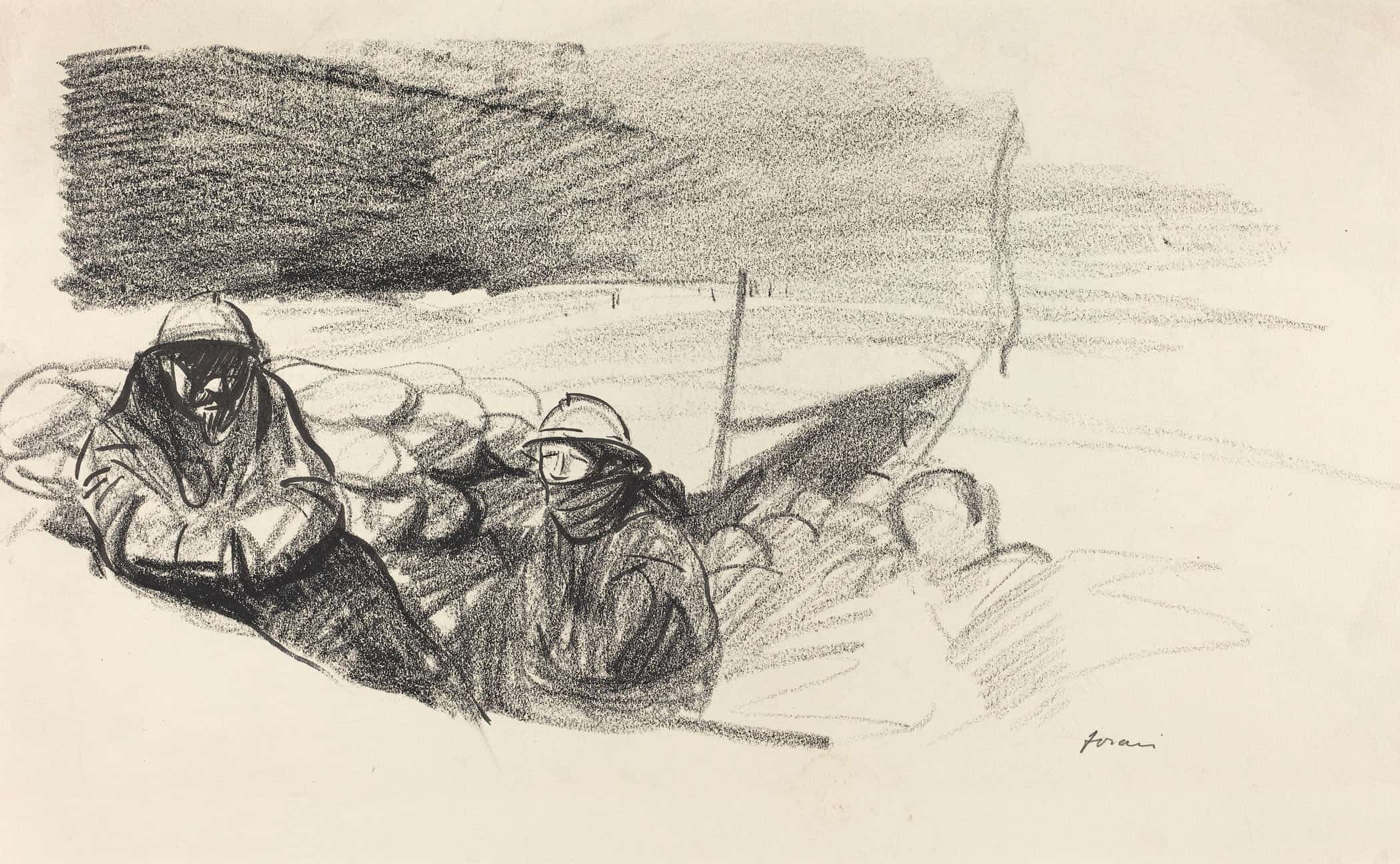 Two Soldiers In A Trench by Jean Louis Forain - Image 2