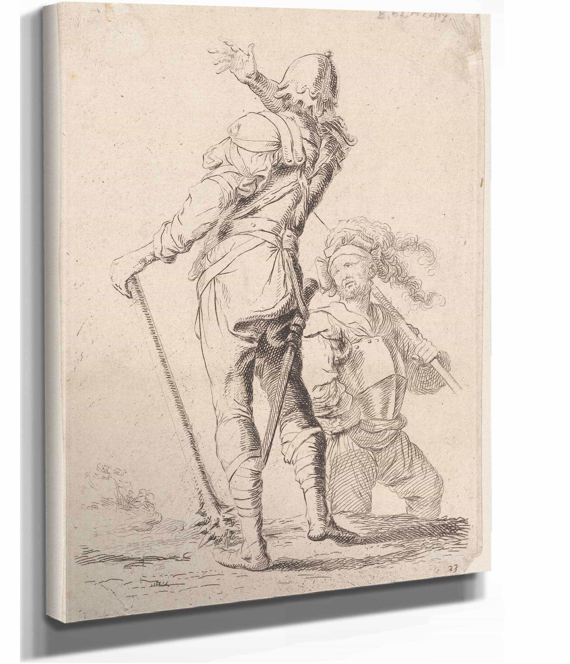 Two Soldiers One Seen From Behind Holding A Club  by Salvator Rosa - Image 3