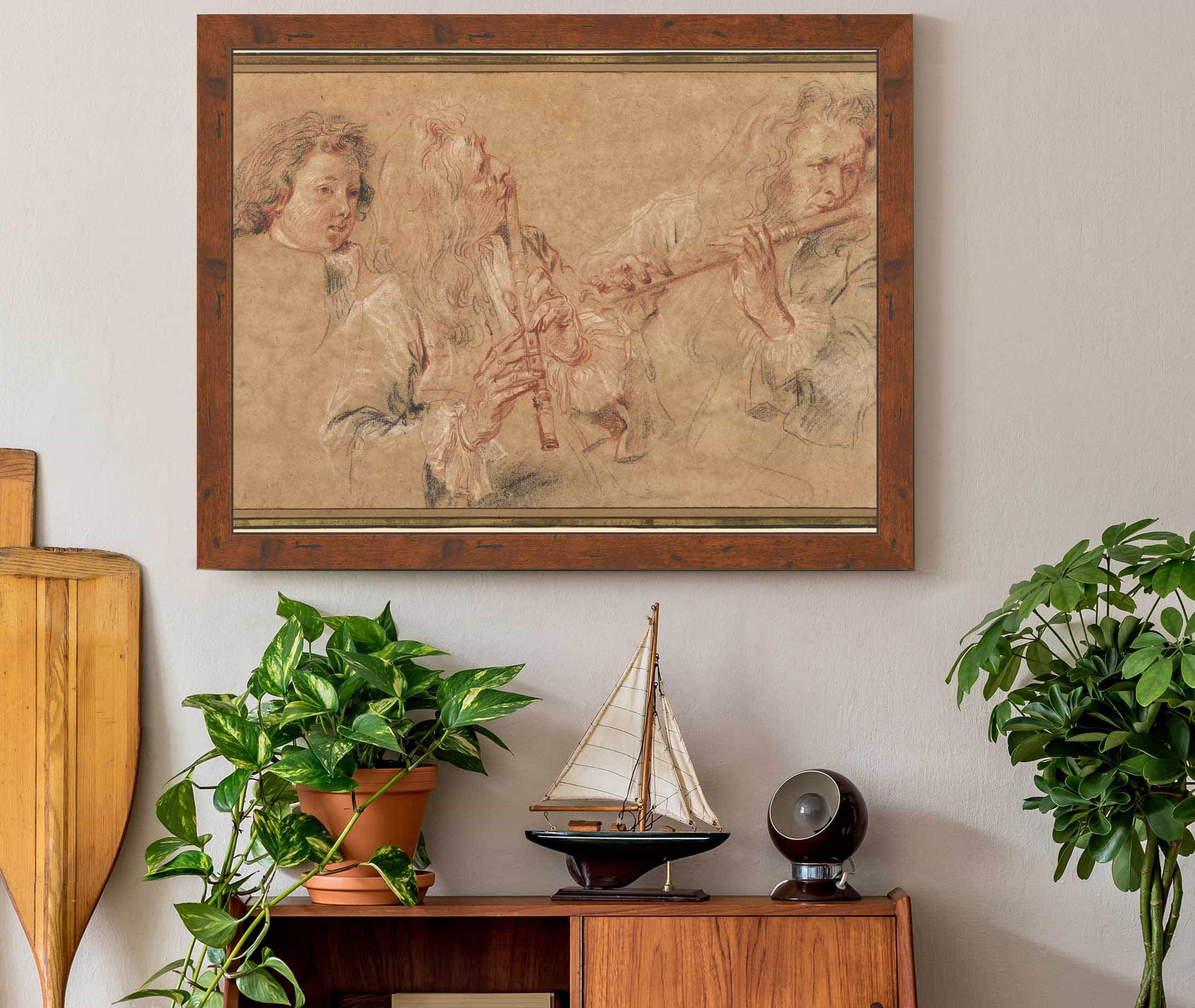 Two Studies Of A Flutist And A Study Of The Head Of A Boy by Jean Antoine Watteau - Image 2