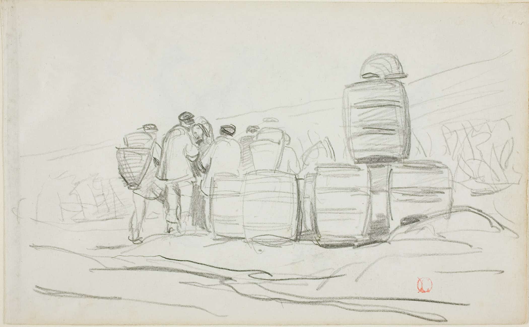 Two Studies Of A Woman Gleaning by Charles Francois Daubigny - Image 2