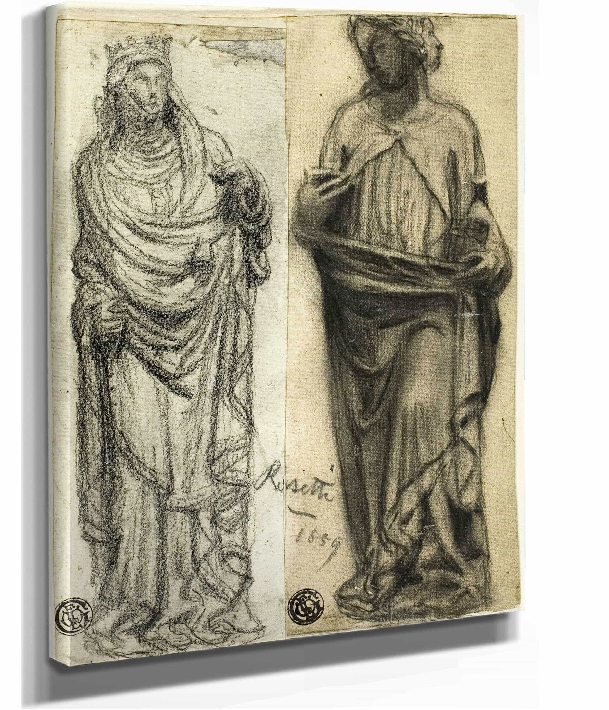 Two Studies Of Medieval Sculpture by Dante Gabriel Rossetti - Image 2