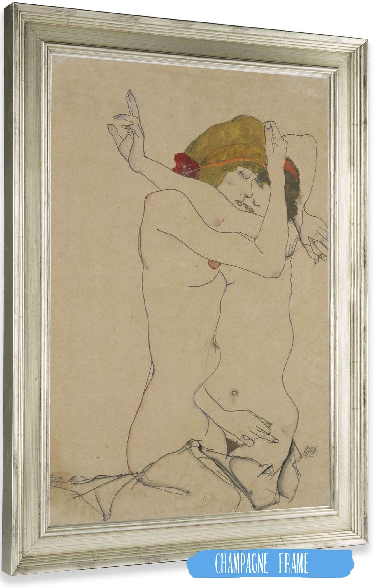 Two Women Embracing by Egon Schiele