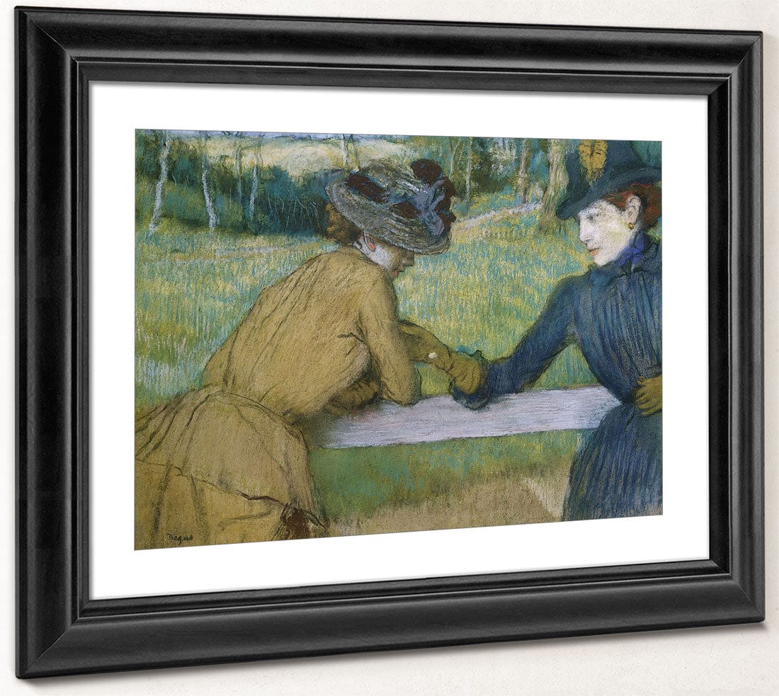 Two Women Leaning On A Fence Rail By Edgar Degas - Image 4