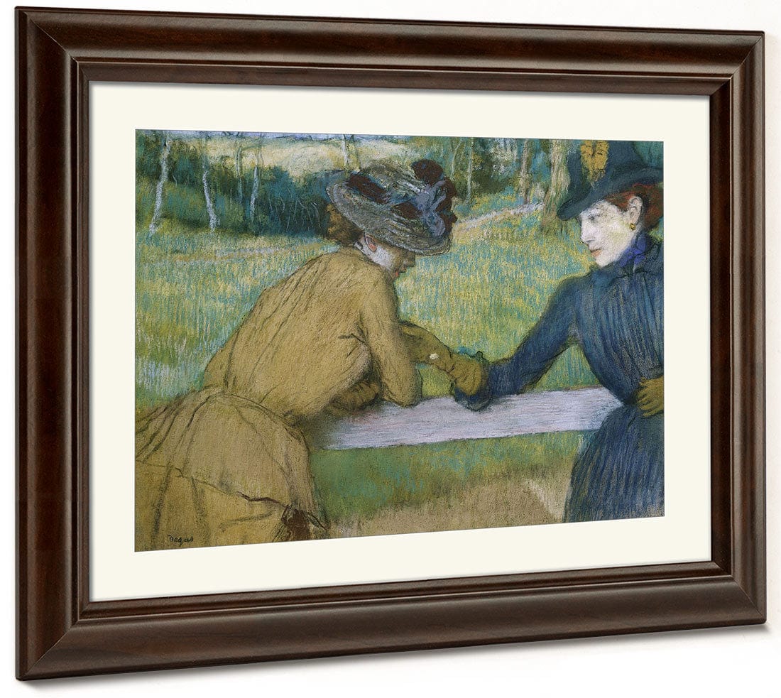 Two Women Leaning On A Fence Rail By Edgar Degas - Image 5