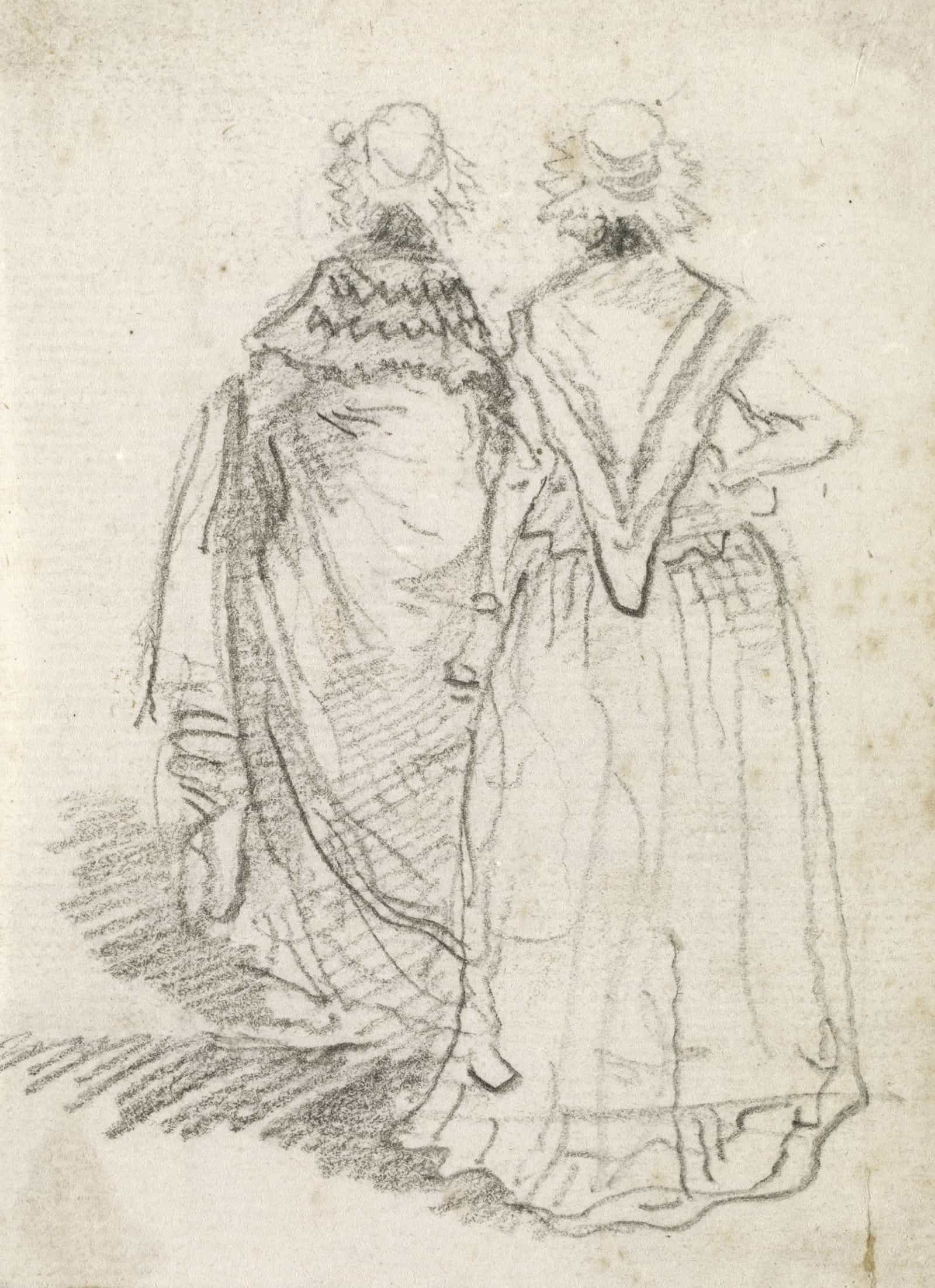 Two Women Seen From Behind Probably C by Hubert Robert