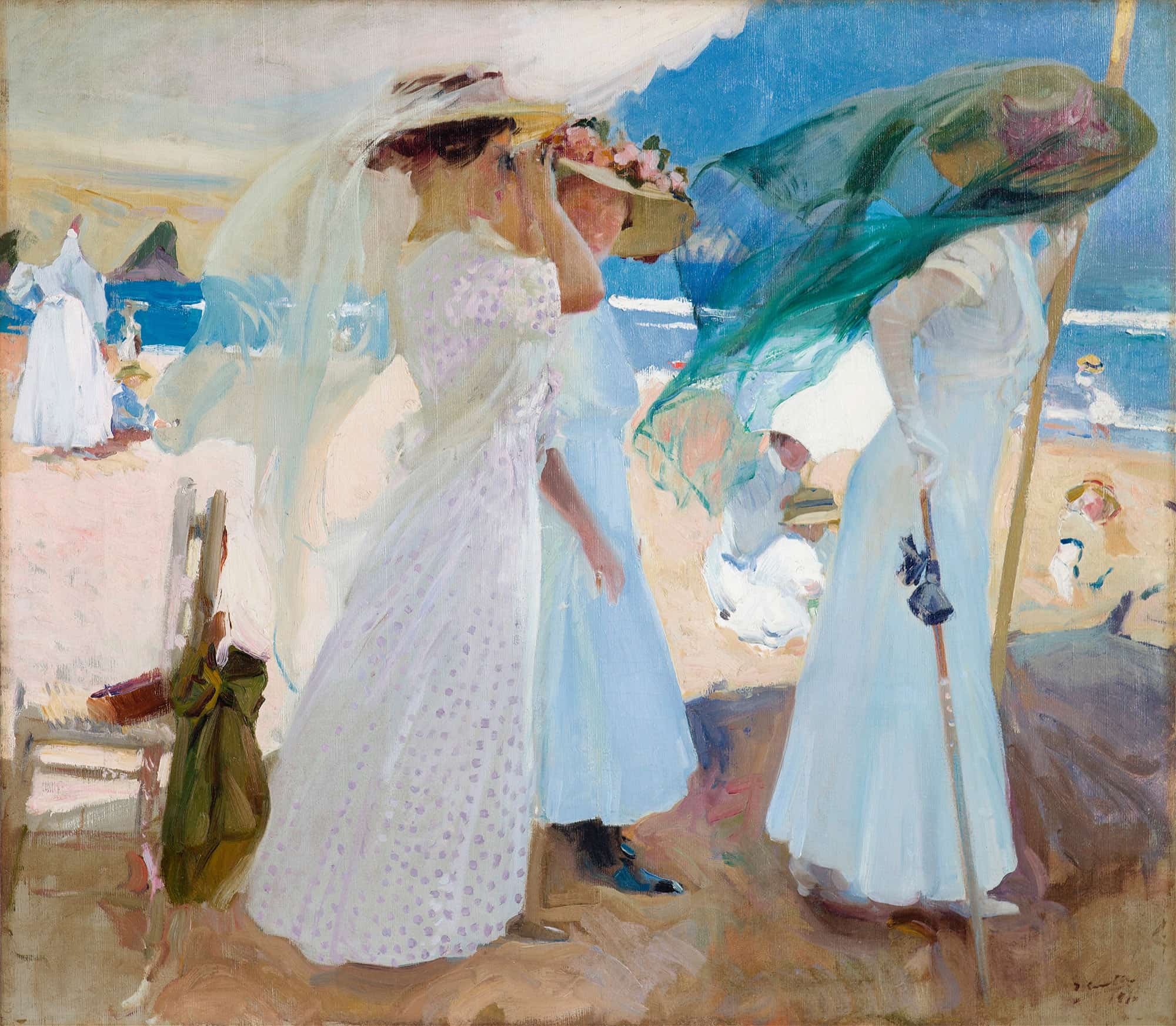 Under The Awning Zarauz by Joaquin Sorolla