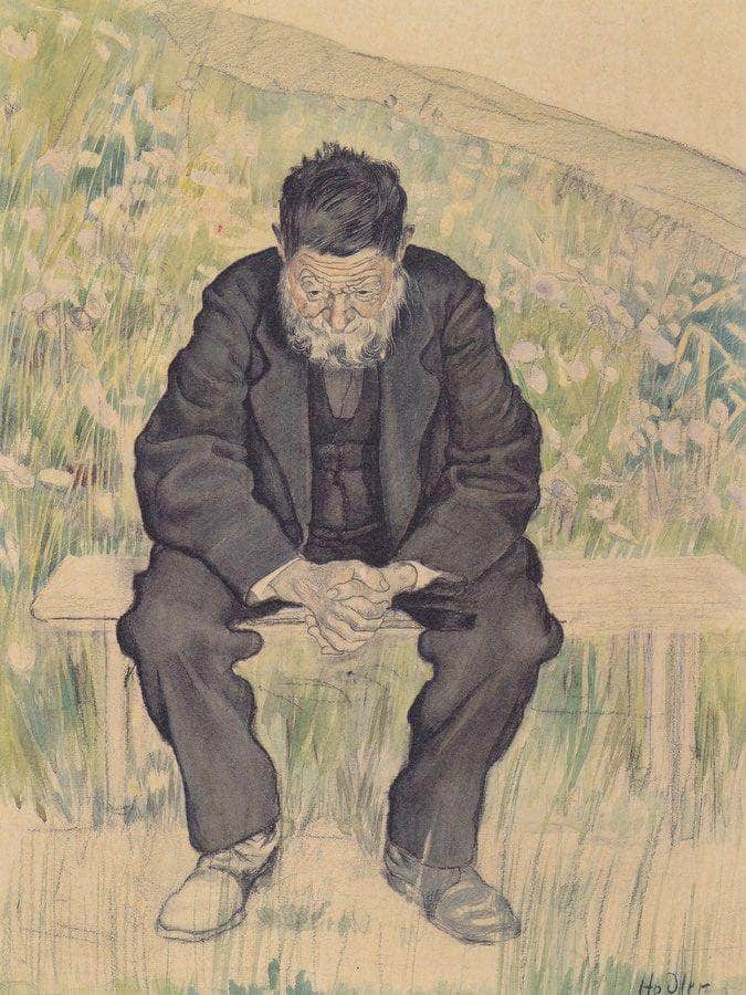 Unemployed 1891 Realism Charcoal Pastel Pencil Watercolor 61X47Cm By Ferdinand Hodler - Image 6