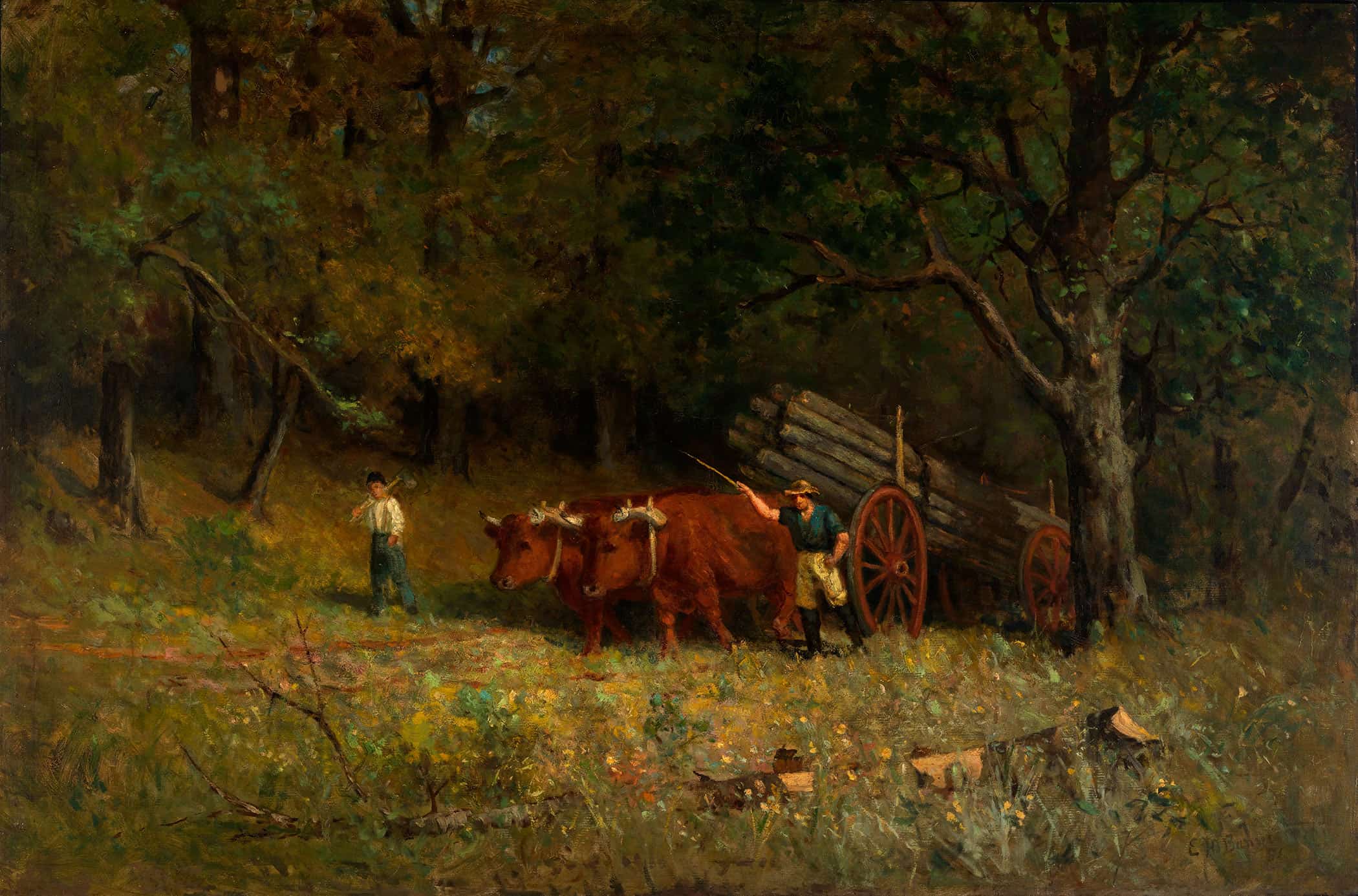 Untitled Boy And Man With Oxen by Edward Mitchell Bannister - Image 2