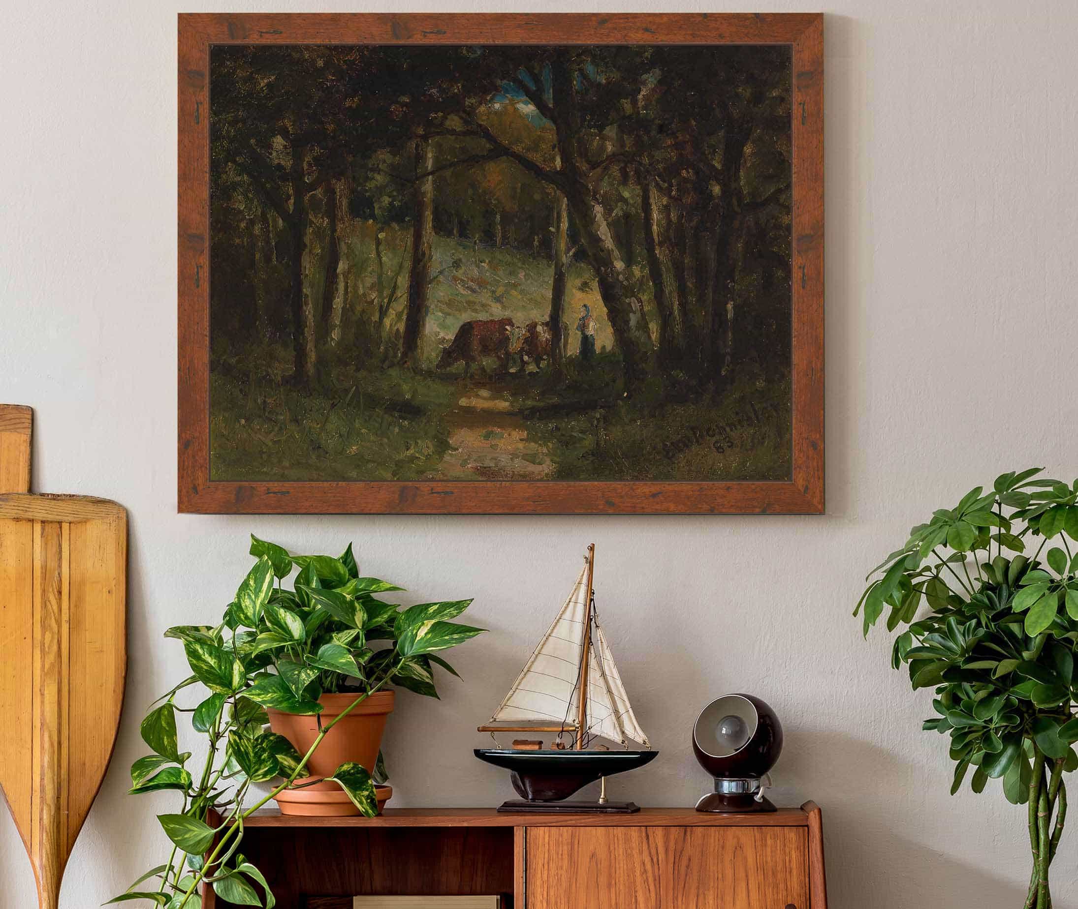 Untitled Cows On Path In Forest by Edward Mitchell Bannister - Image 3