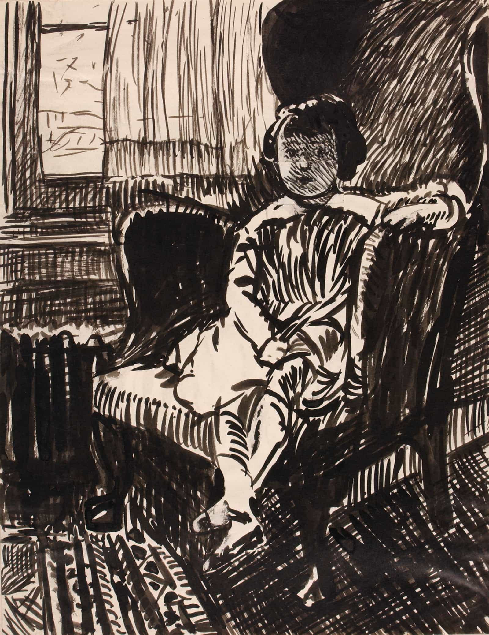 Untitled Girl Seated In Chair by Henry Lyman Sayen