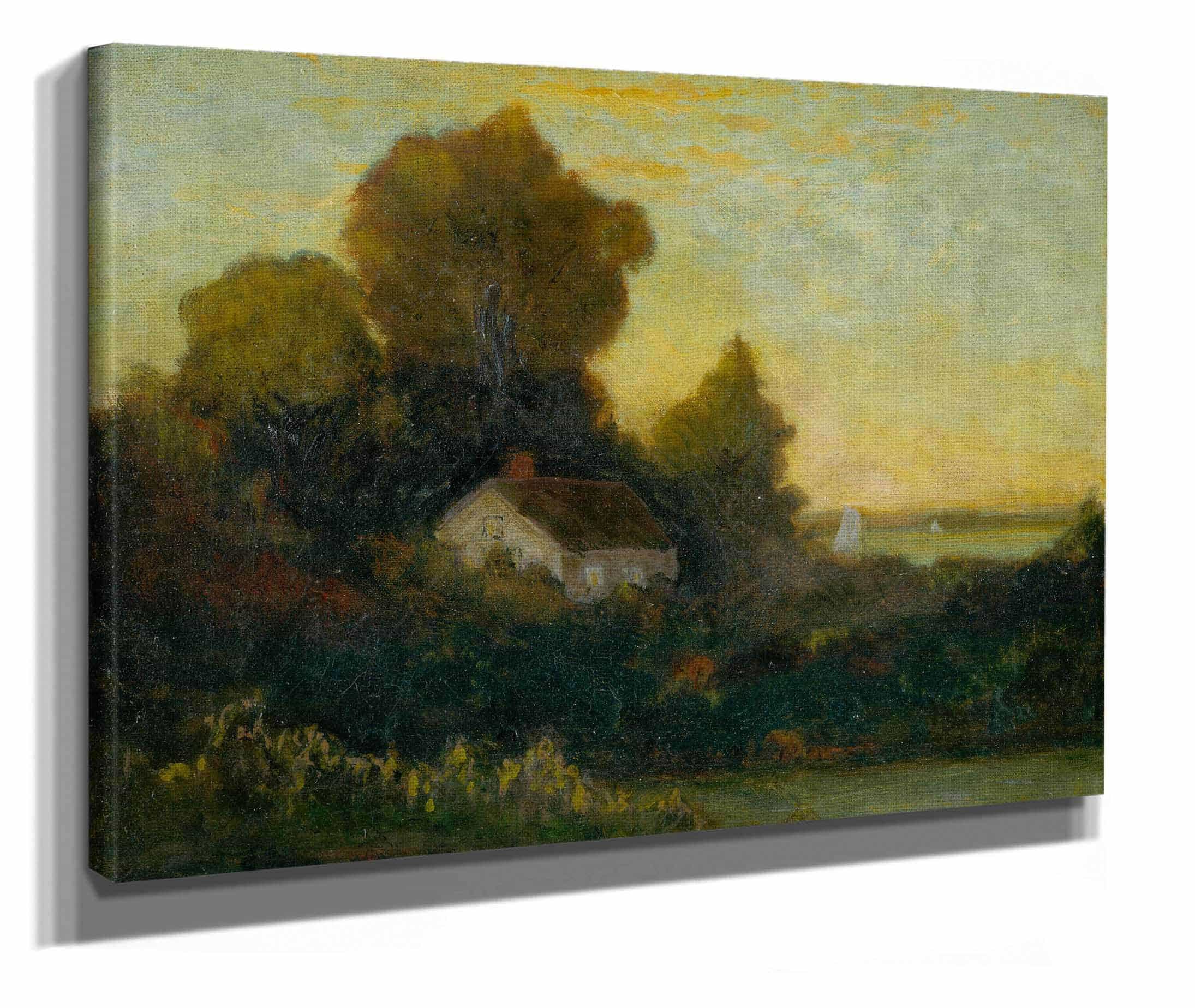Untitled House In Woods Near Lake by Edward Mitchell Bannister