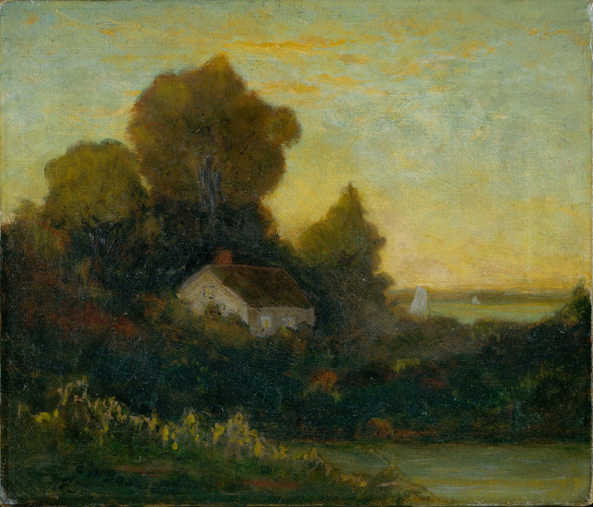 Untitled House In Woods Near Lake by Edward Mitchell Bannister - Image 2