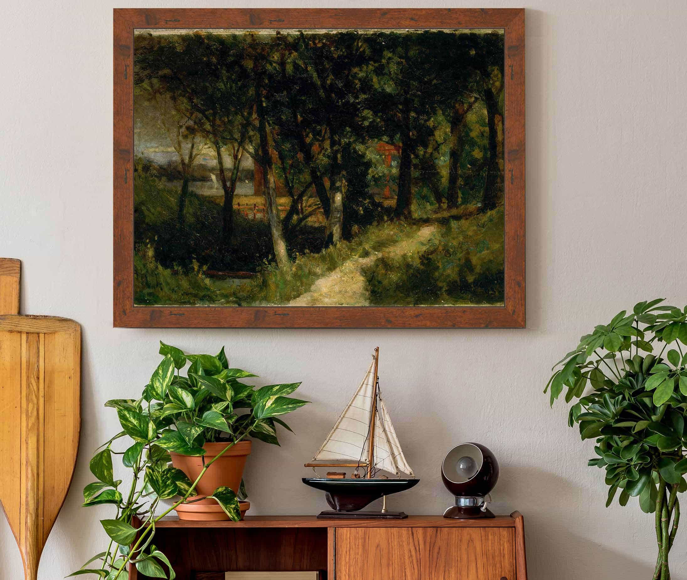 Untitled Landscape Forest Scene With Red Fence And Building by Edward Mitchell Bannister - Image 3