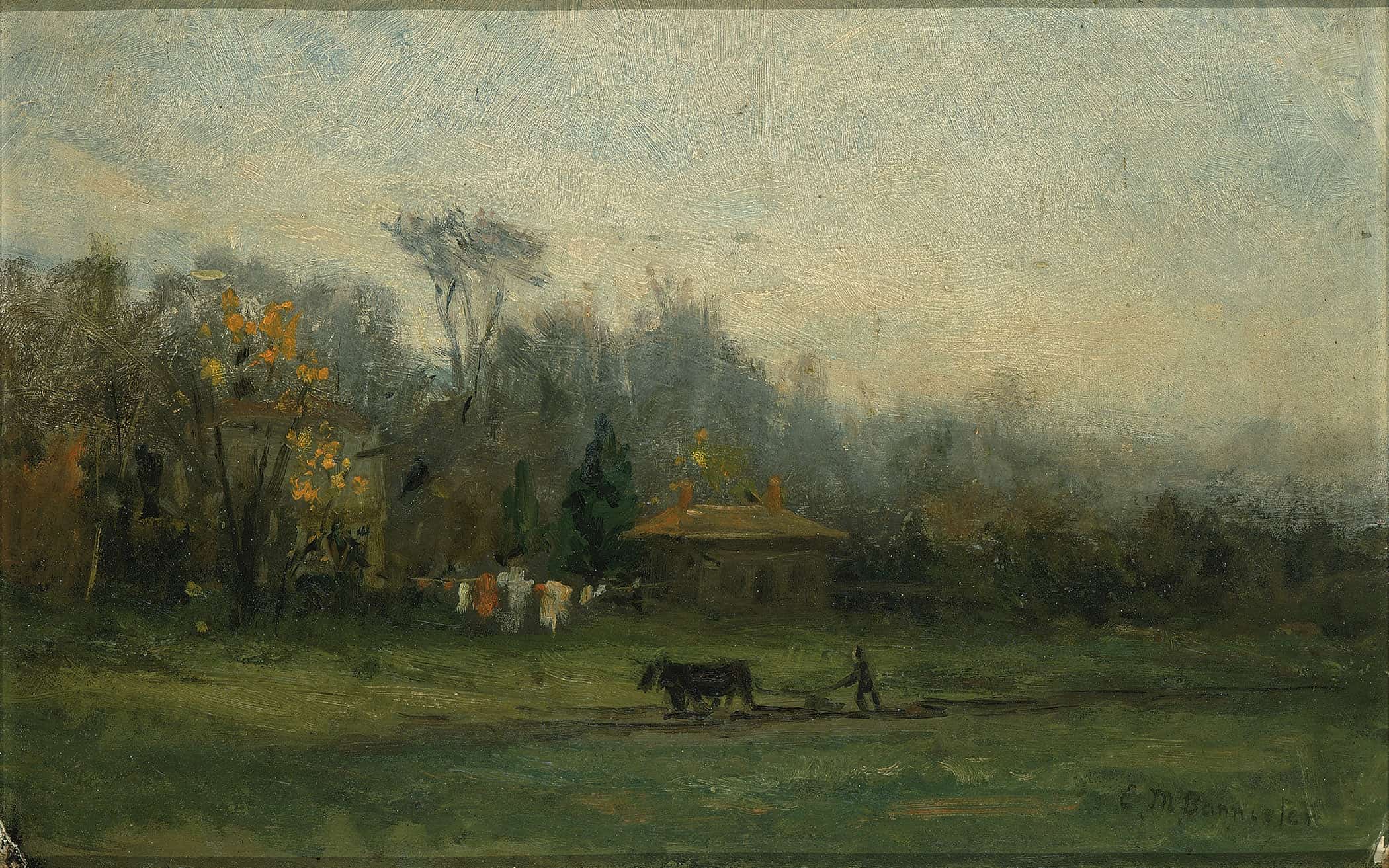 Untitled Landscape With Man Plowing Fields by Edward Mitchell Bannister - Image 2