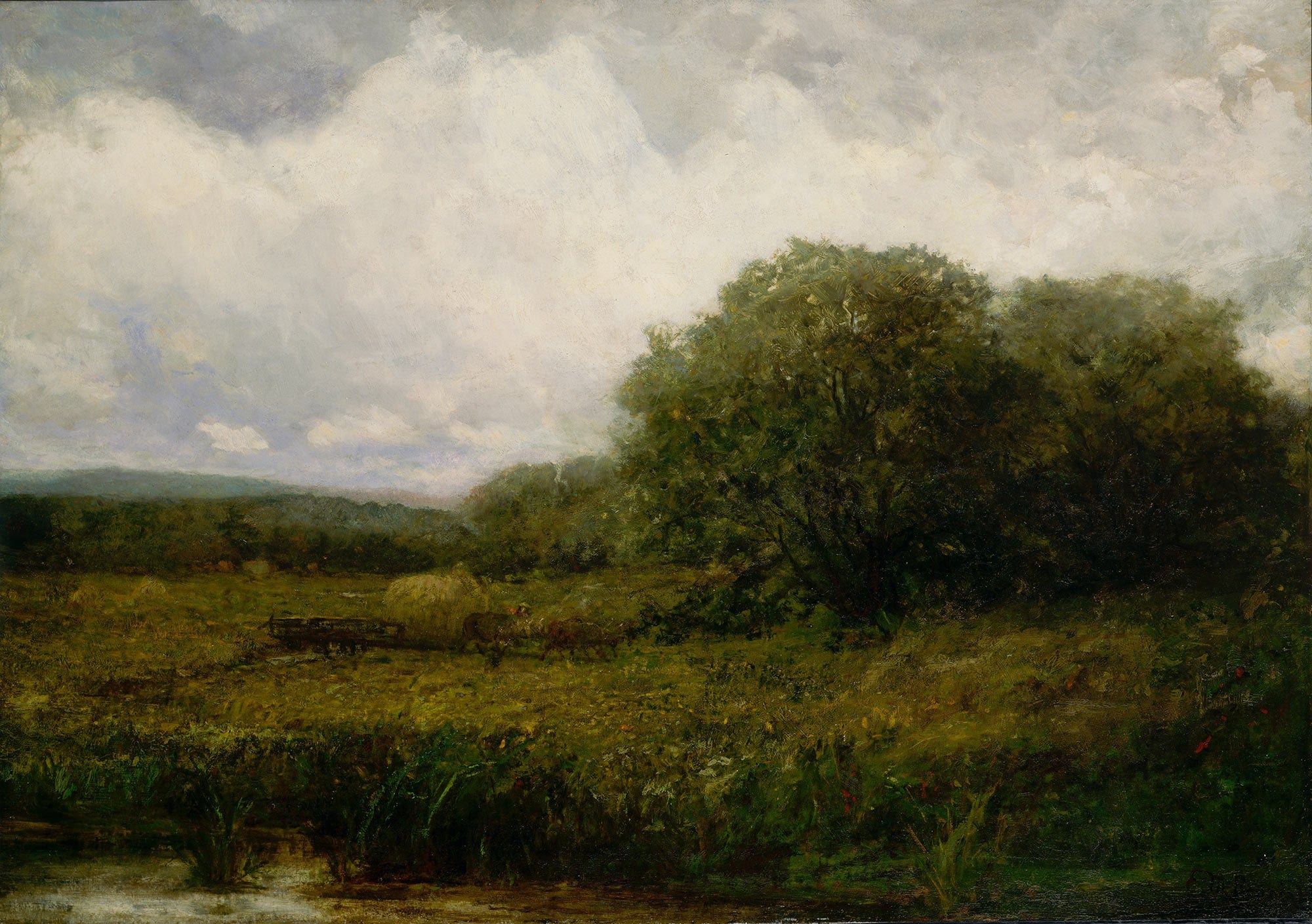 Untitled Landscape With Oxen And Haycart Crossing Bridge by Edward Mitchell Bannister - Image 2