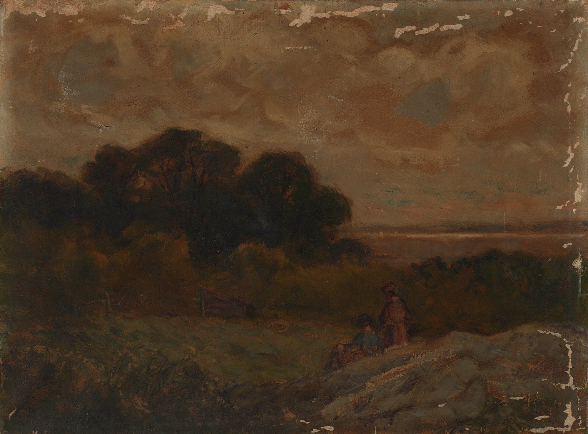 Untitled Landscape With Two Women Reclining On Rocks by Edward Mitchell Bannister - Image 2