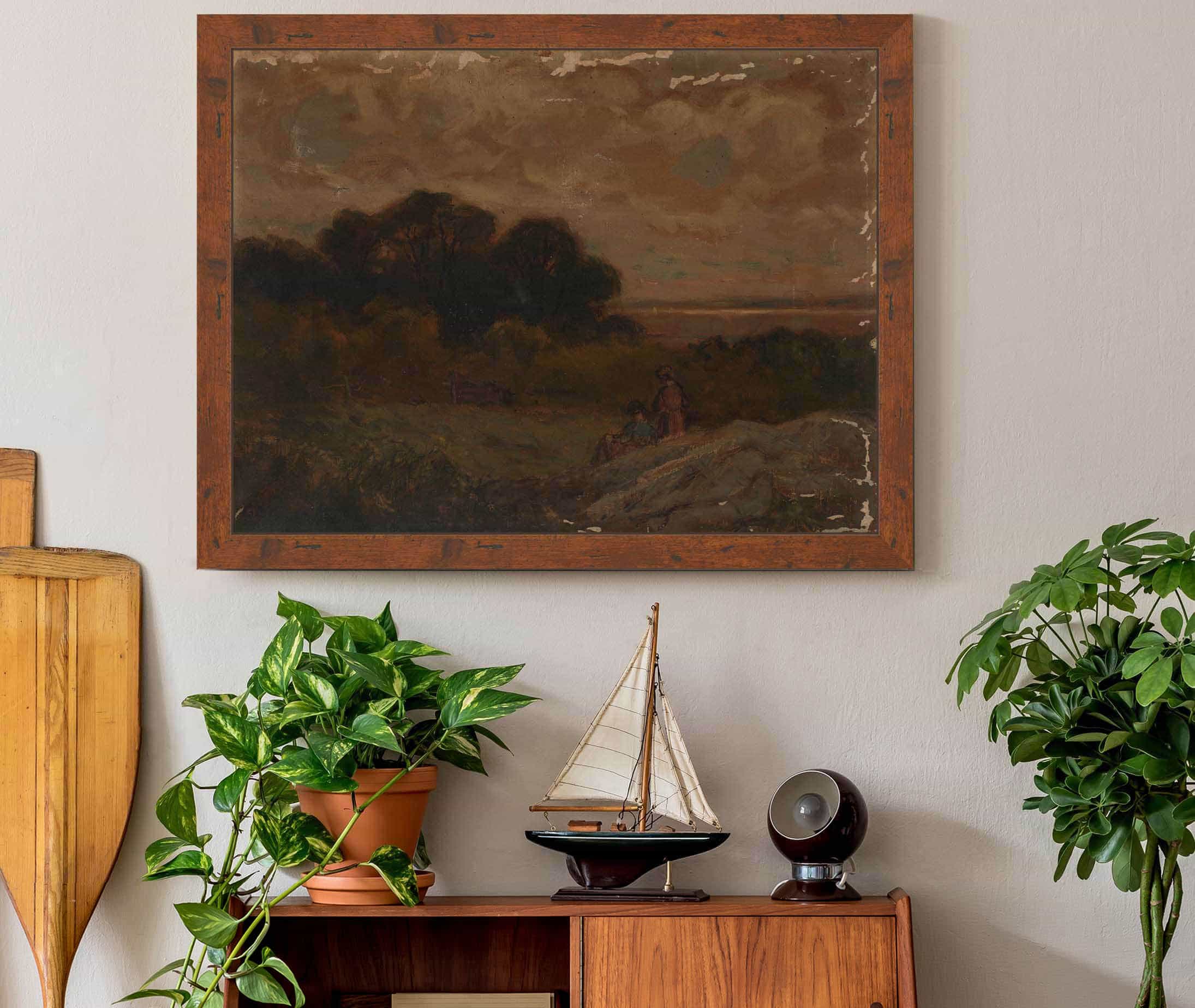 Untitled Landscape With Two Women Reclining On Rocks by Edward Mitchell Bannister - Image 3