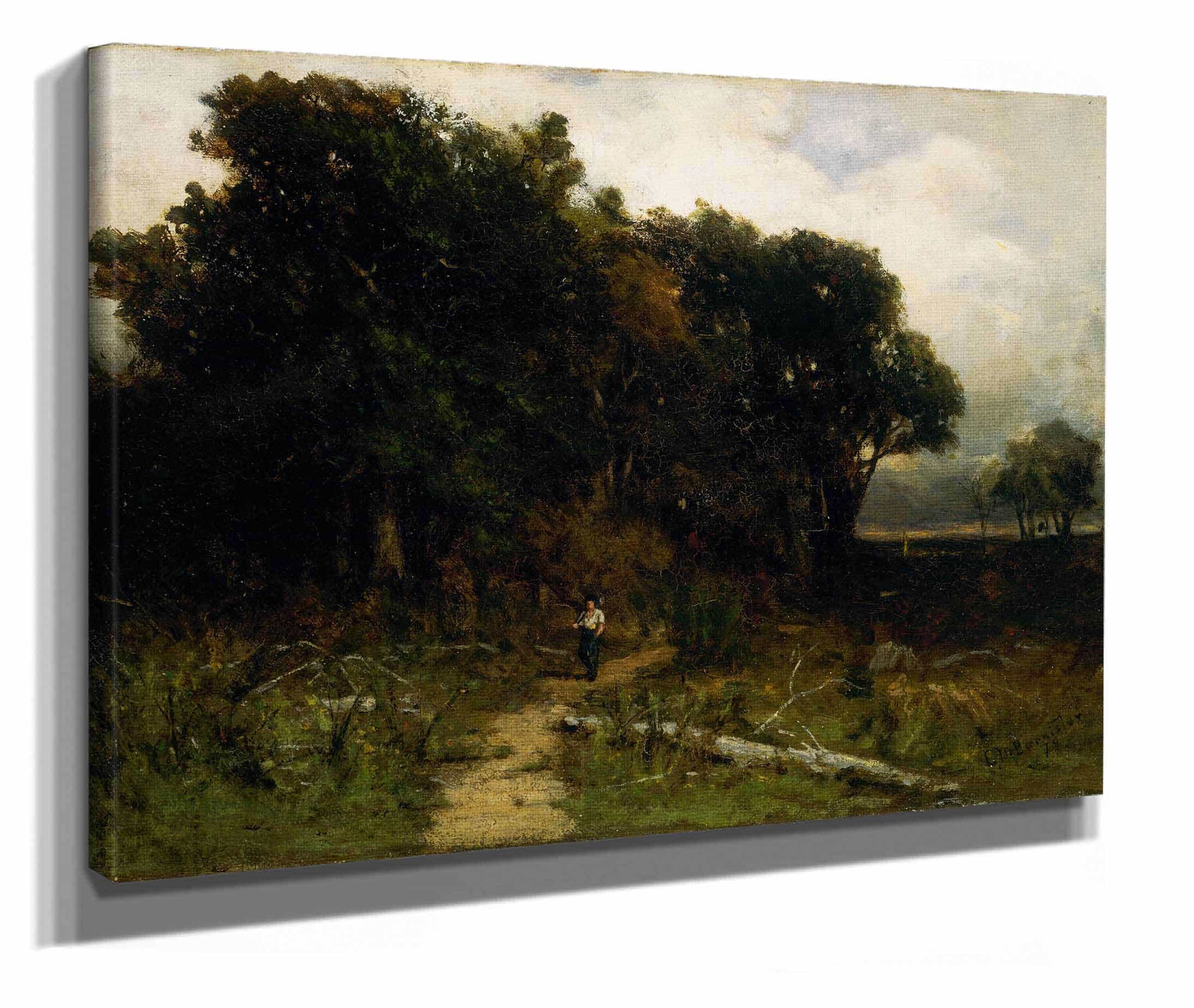 Untitled Landscape Woodcutter On Path by Edward Mitchell Bannister