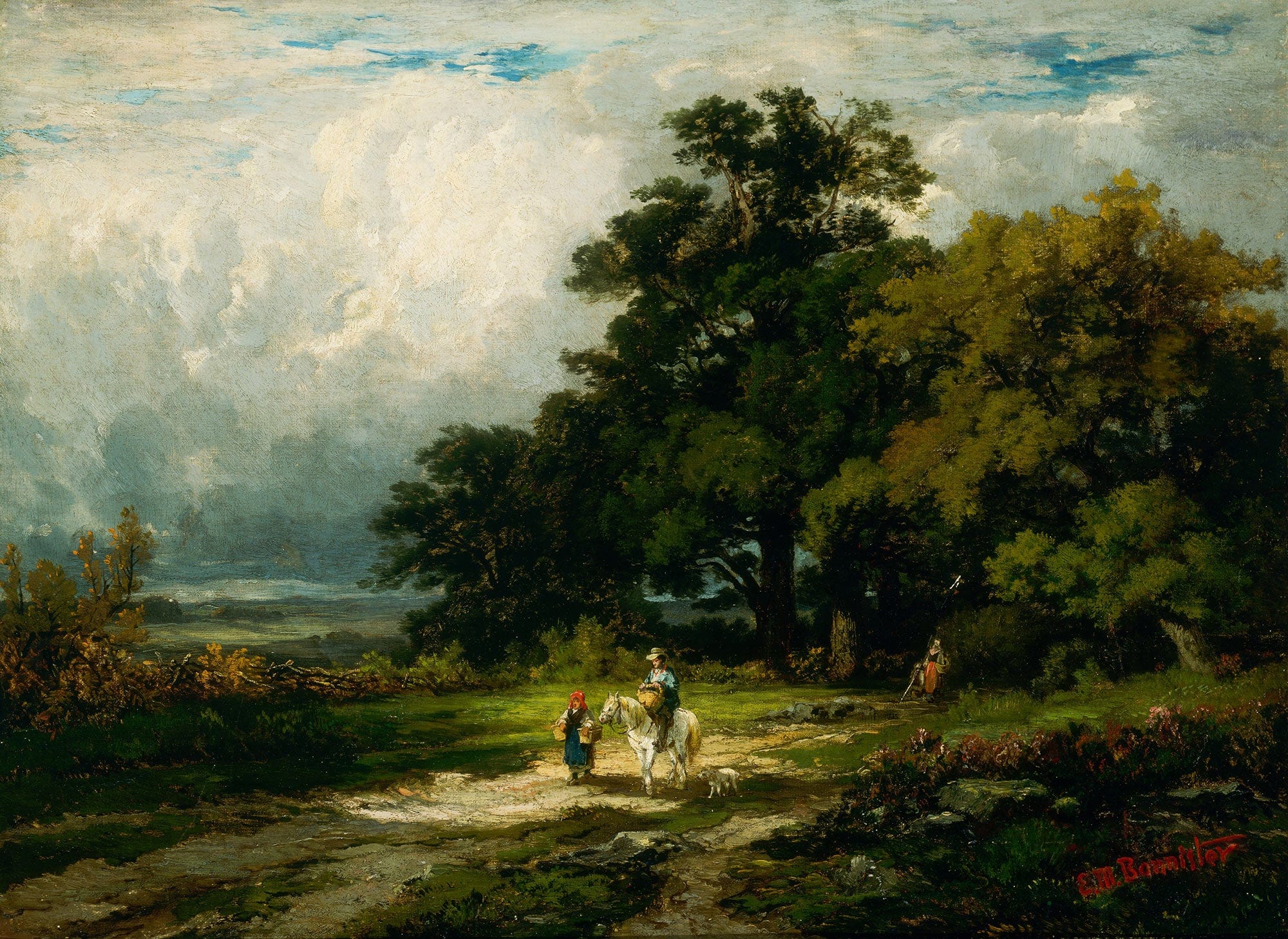Untitled Man On Horse With Woman And Dog by Edward Mitchell Bannister - Image 2