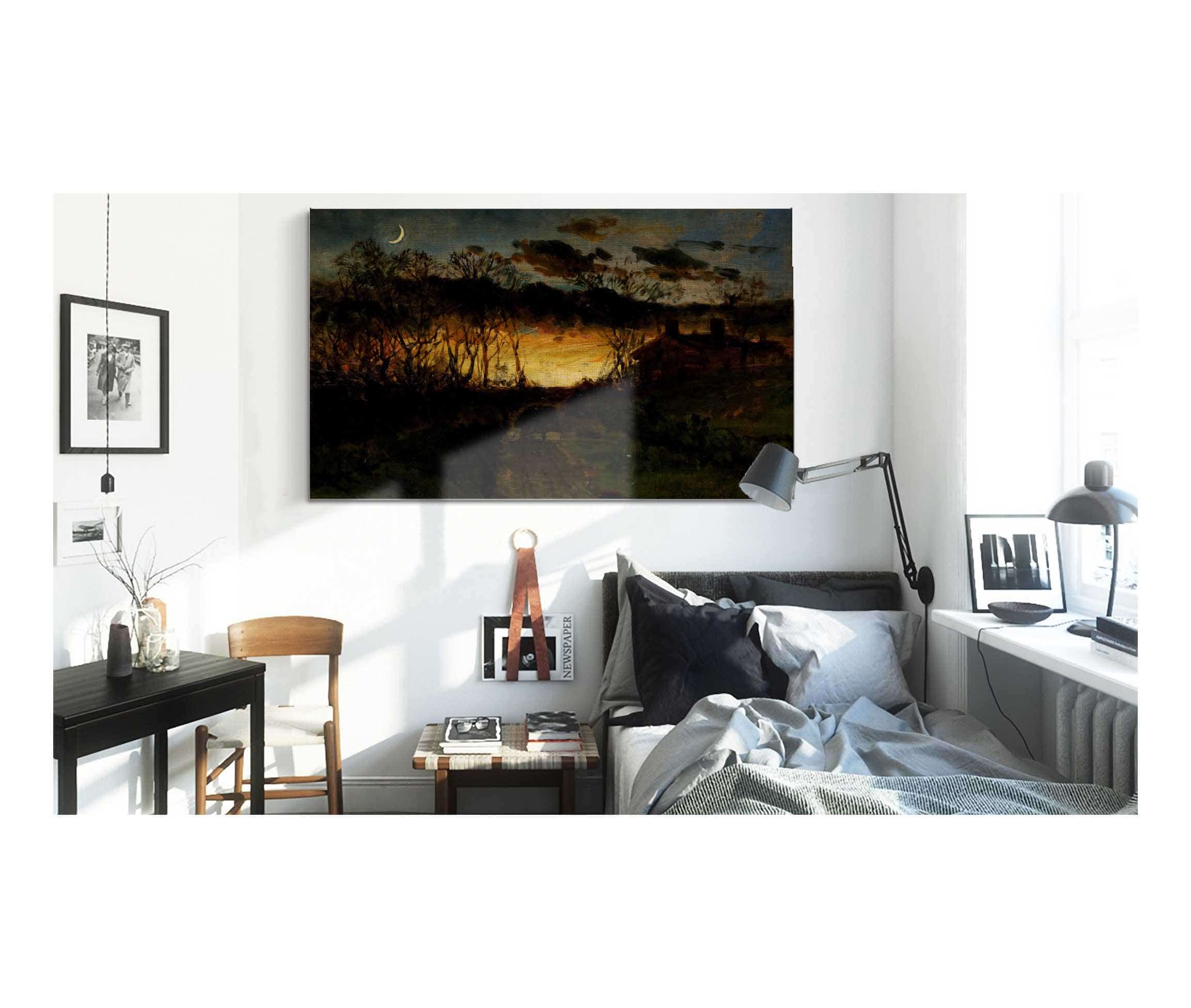 Untitled Sunset With Quarter Moon And Farmhouse by Edward Mitchell Bannister - Image 3