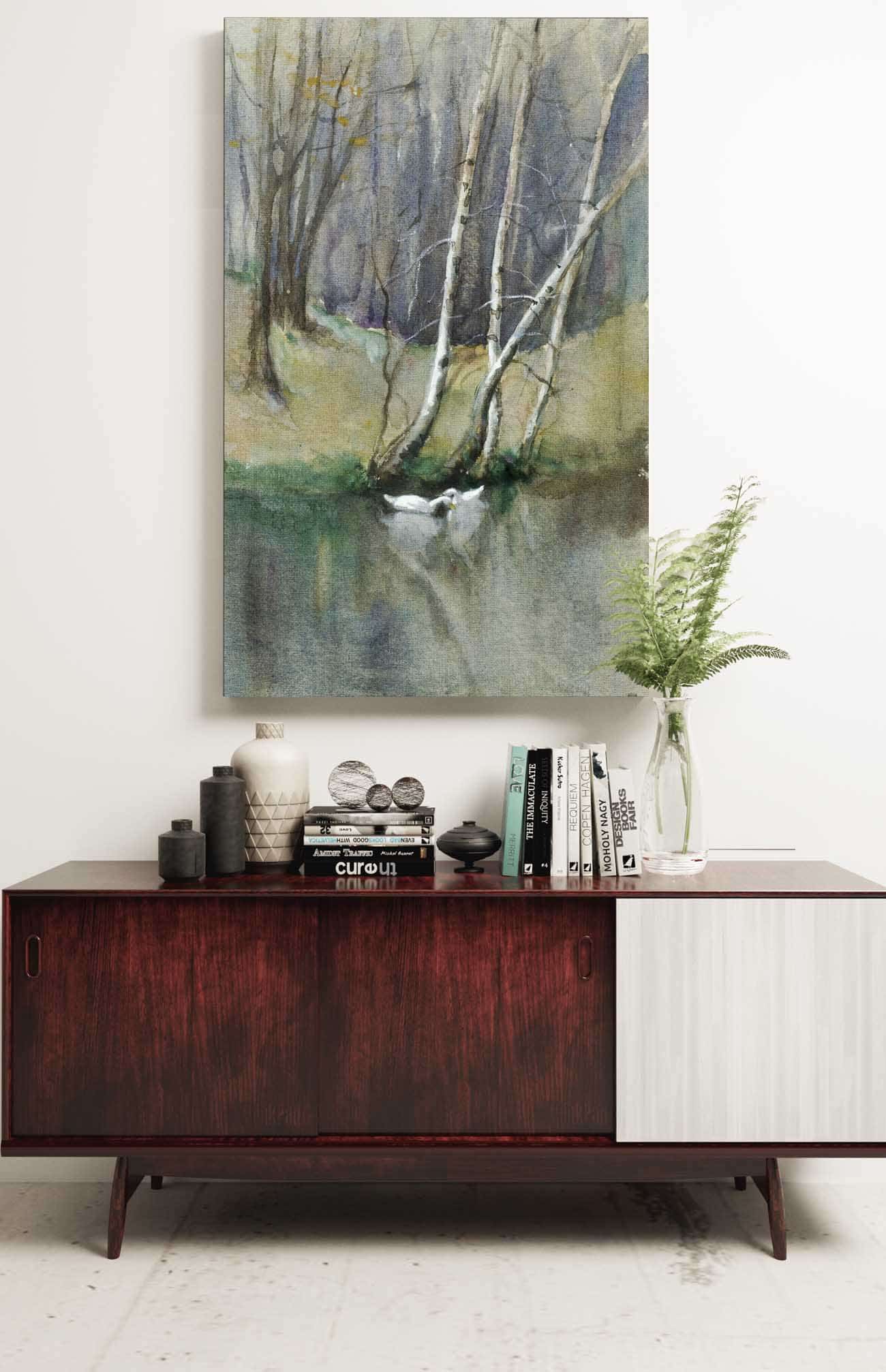 Untitled Wood Scene With Birch Trees And Ducks by Edward Mitchell Bannister - Image 2