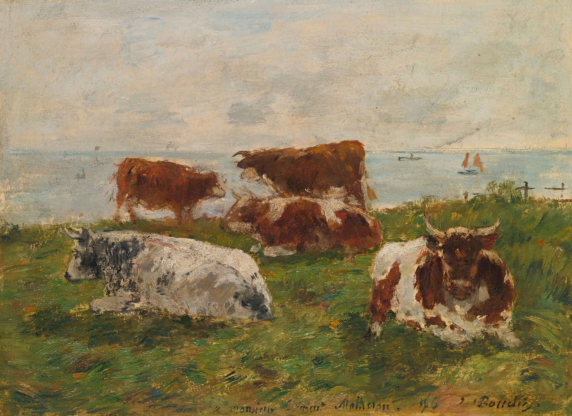 Vaches Au Pre Au Bord De La Me by Eugene Boudin - Image 2