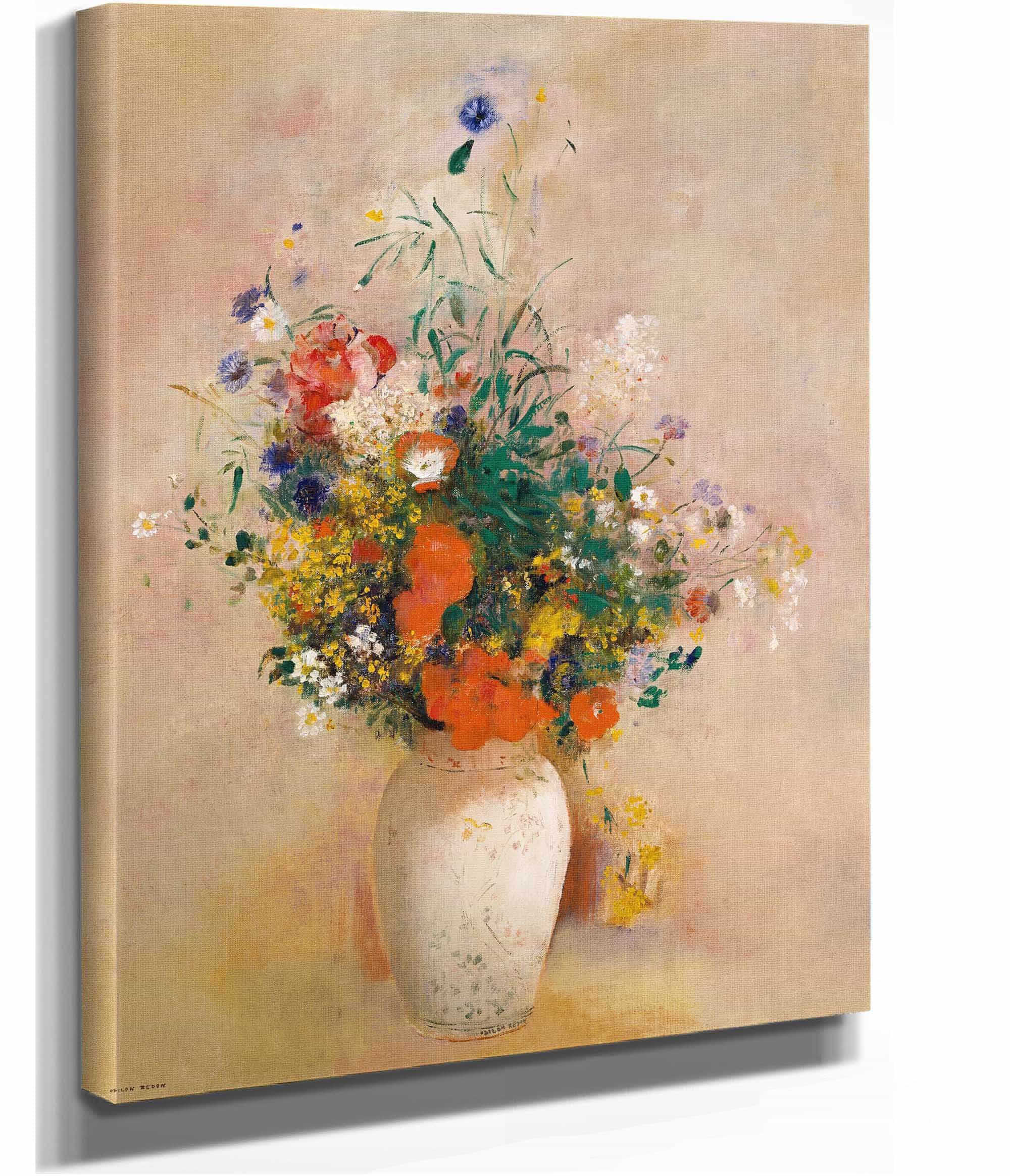 Vase Of Flowers Pink Background by Odilon Redon - Image 2