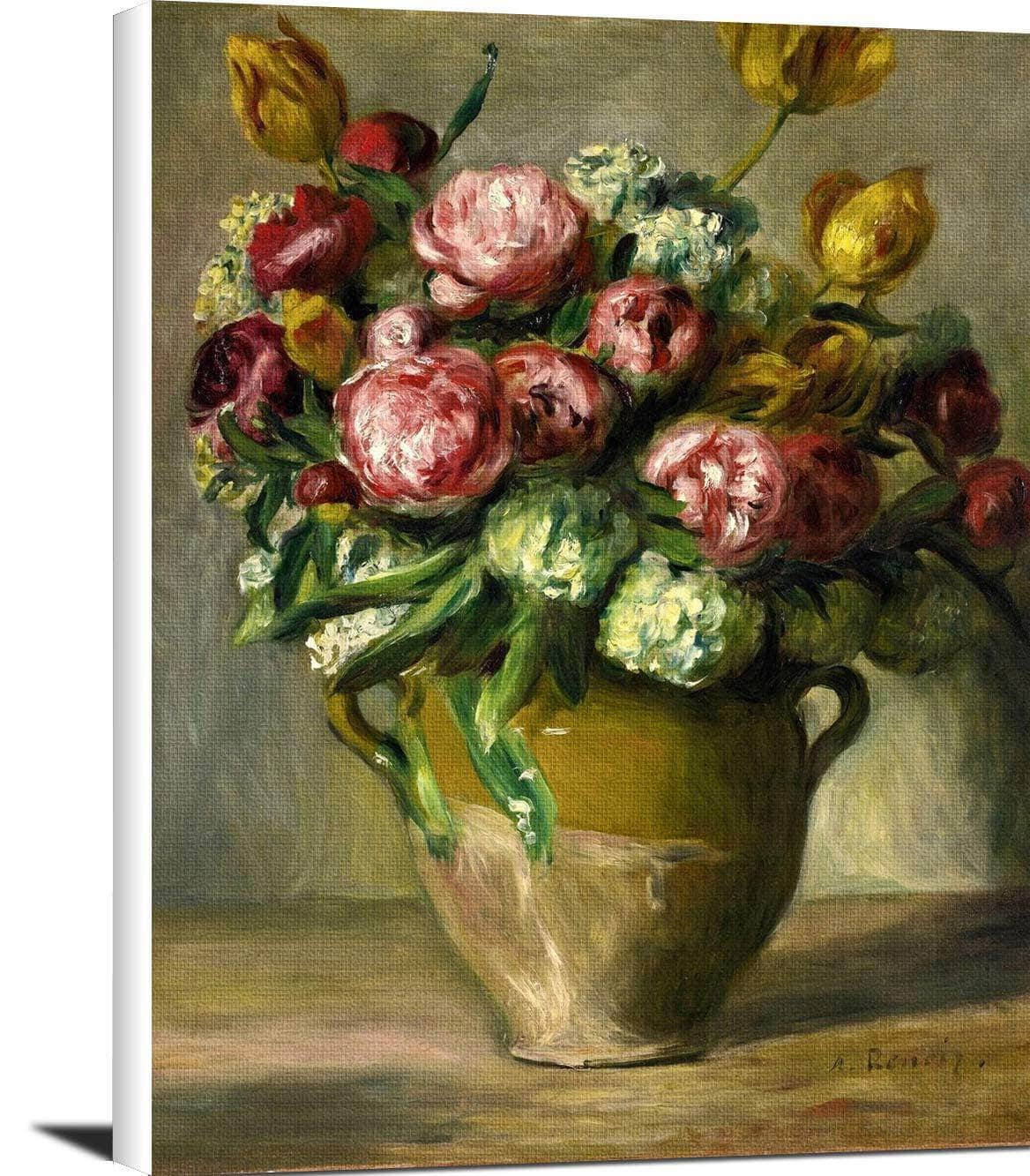 Vase Of Peonies Painting Auguste Renoir Canvas Art