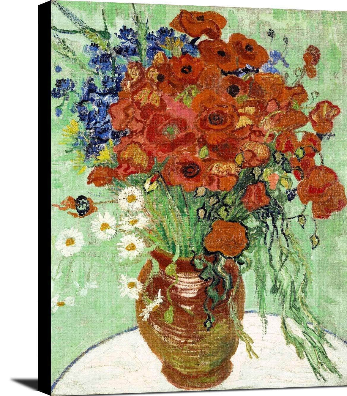 Vase With Daisies And Poppies Painting Vincent Van Gogh Canvas Art - Image 2