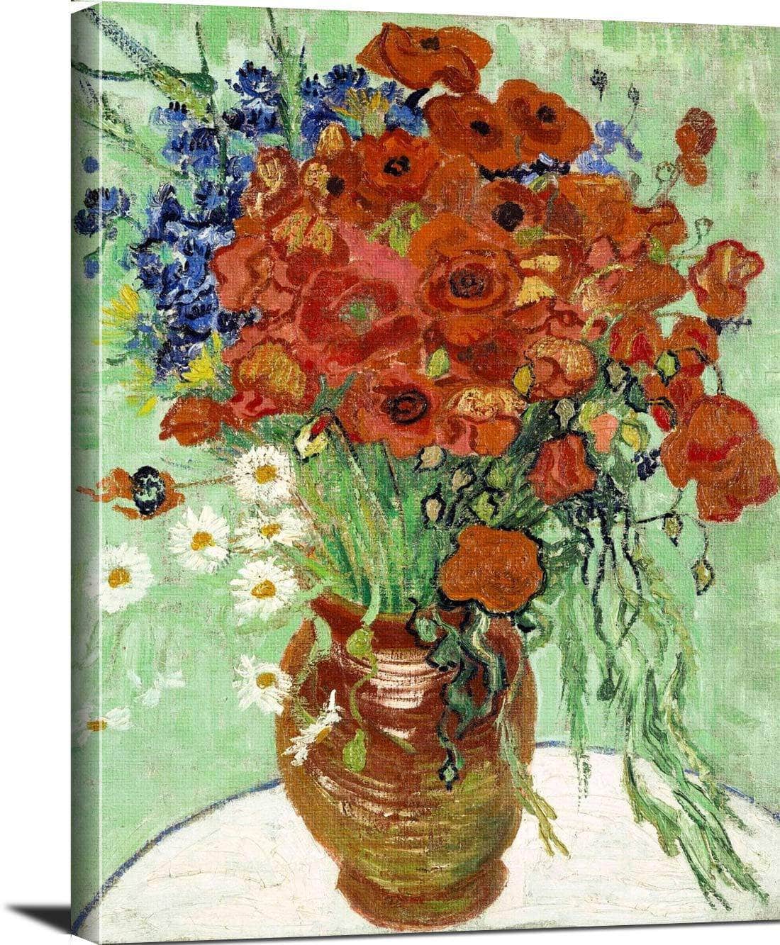 Vase With Daisies And Poppies Painting Vincent Van Gogh Canvas Art - Image 3