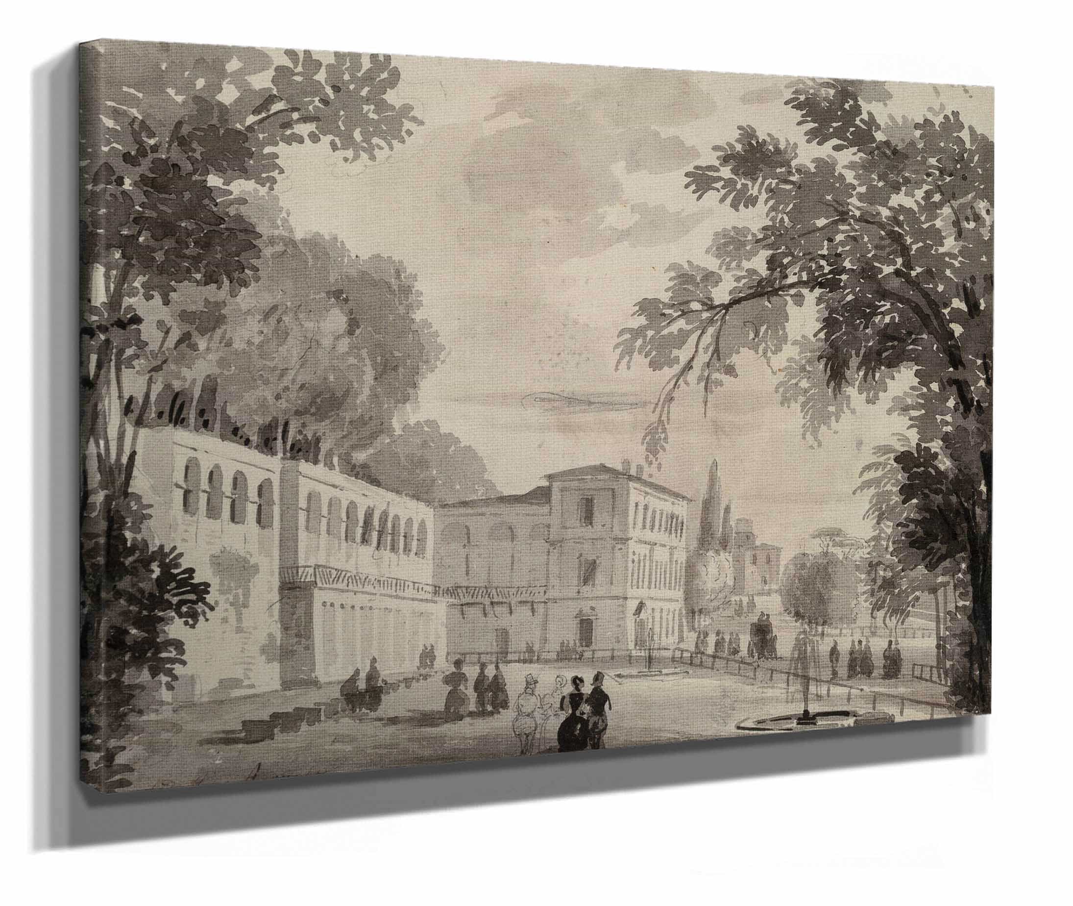 Veduta Of The Aqueduct And Aranciera Of The Villa Borghese Rome by Ippolito Caffi - Image 2
