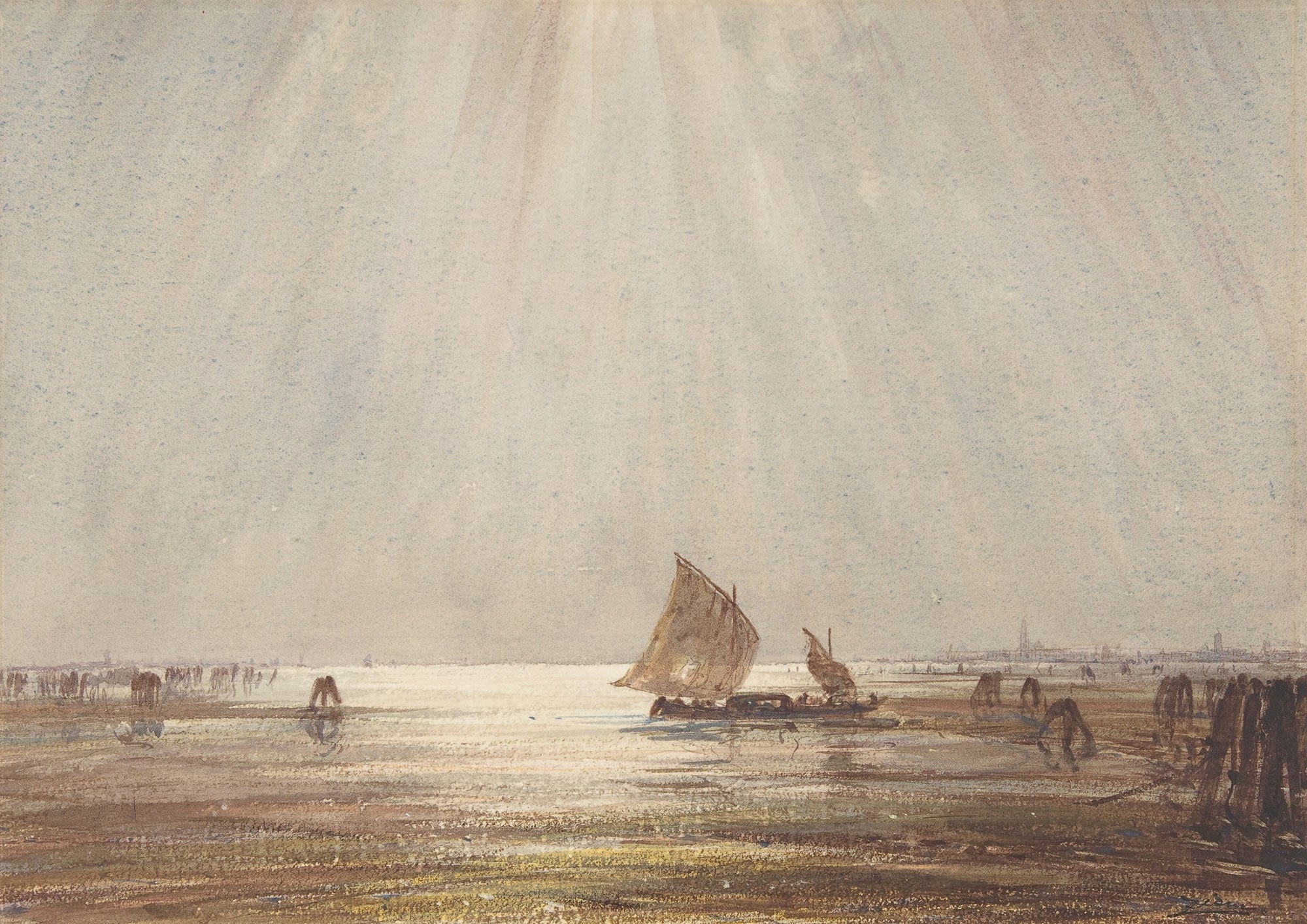 Venetian Fishing Boat by Felix Ziem - Image 2