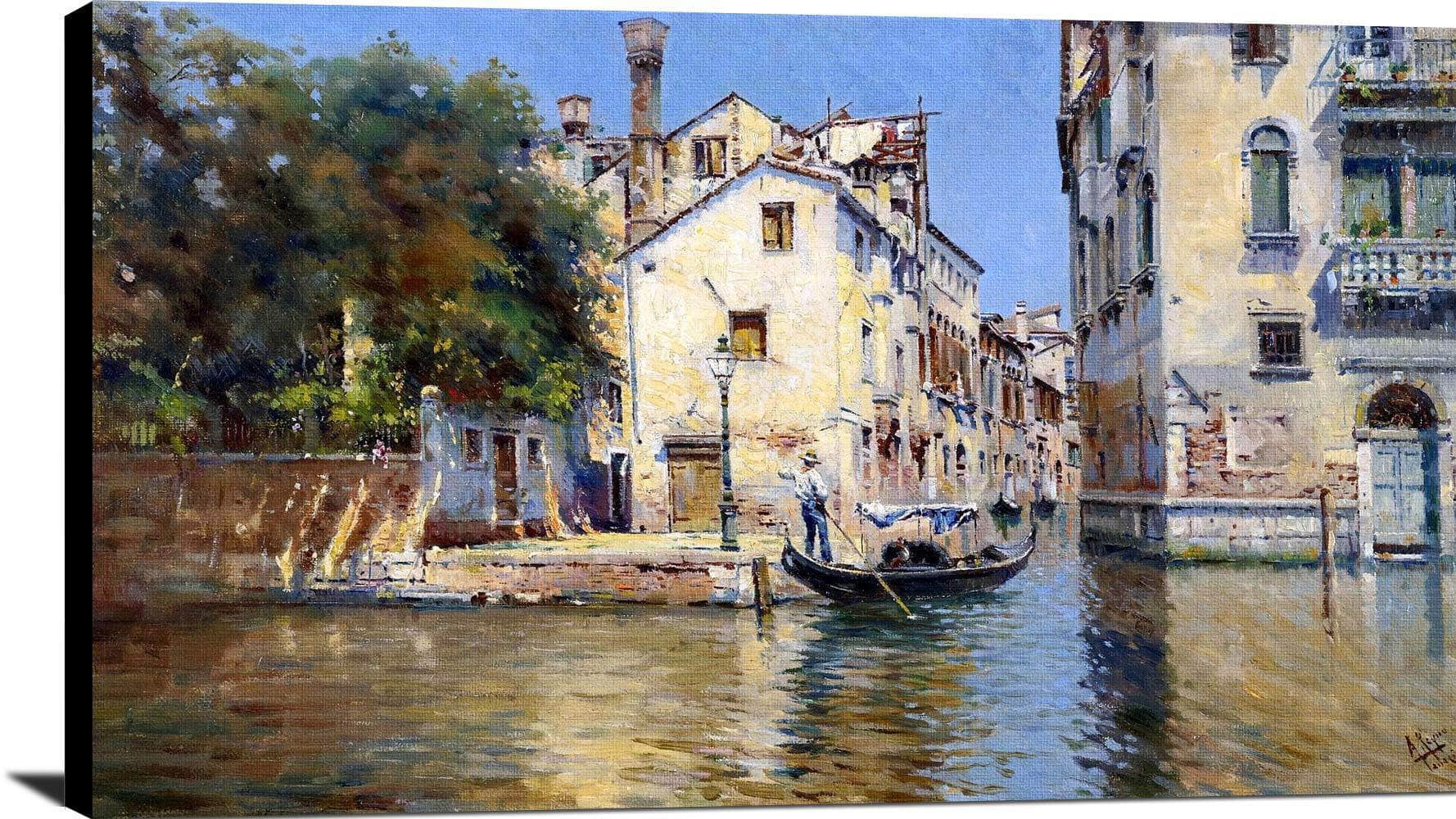 Venice Venetian Canal Painting Antonio Reyna Manescau Canvas Art - Image 2