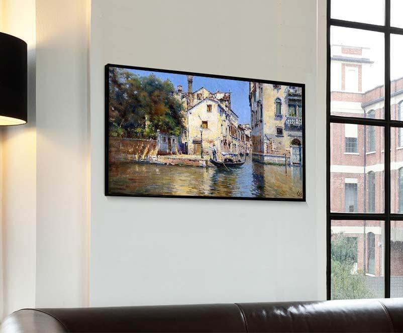 Venice Venetian Canal Painting Antonio Reyna Manescau Canvas Art - Image 4