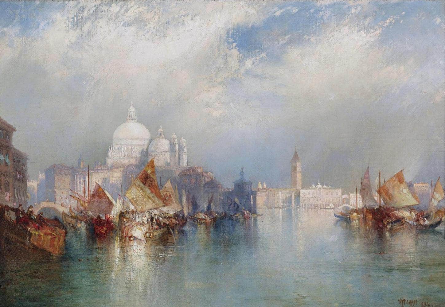 Venice, Venetian Scene Painting Thomas Moran Canvas Art - Image 5