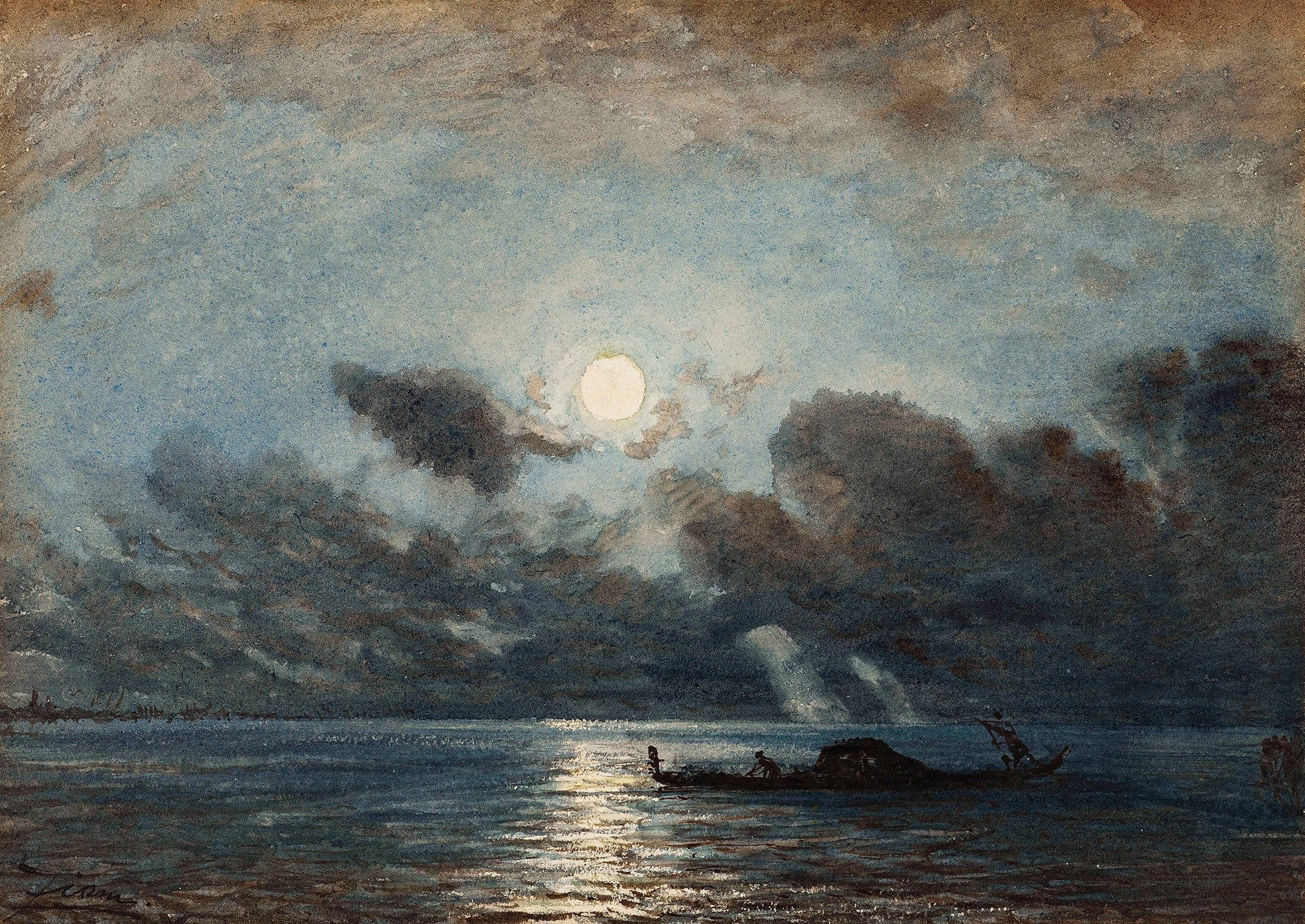 Venise Clair De Lune by Felix Ziem - Image 2