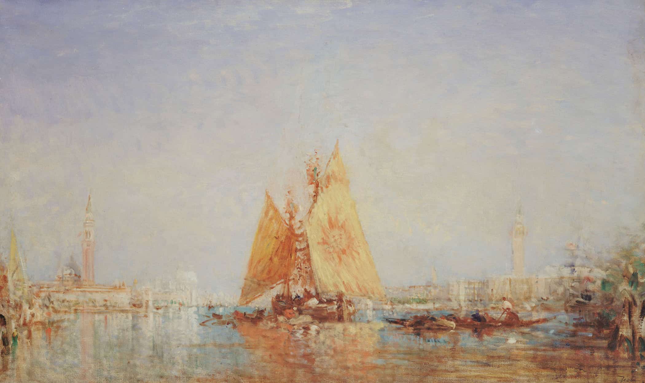 Venise Trabaccolo A La Voile Jaune by Felix Ziem - Image 2