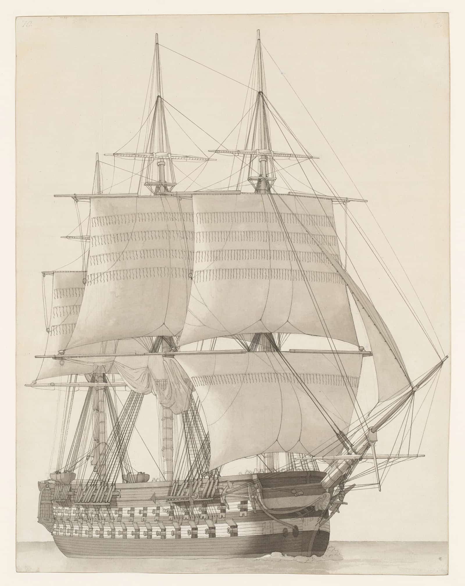 Vessel Of The Russian Line Vaisseau De Ligne Russe by Christoffer Wilhelm Eckersberg