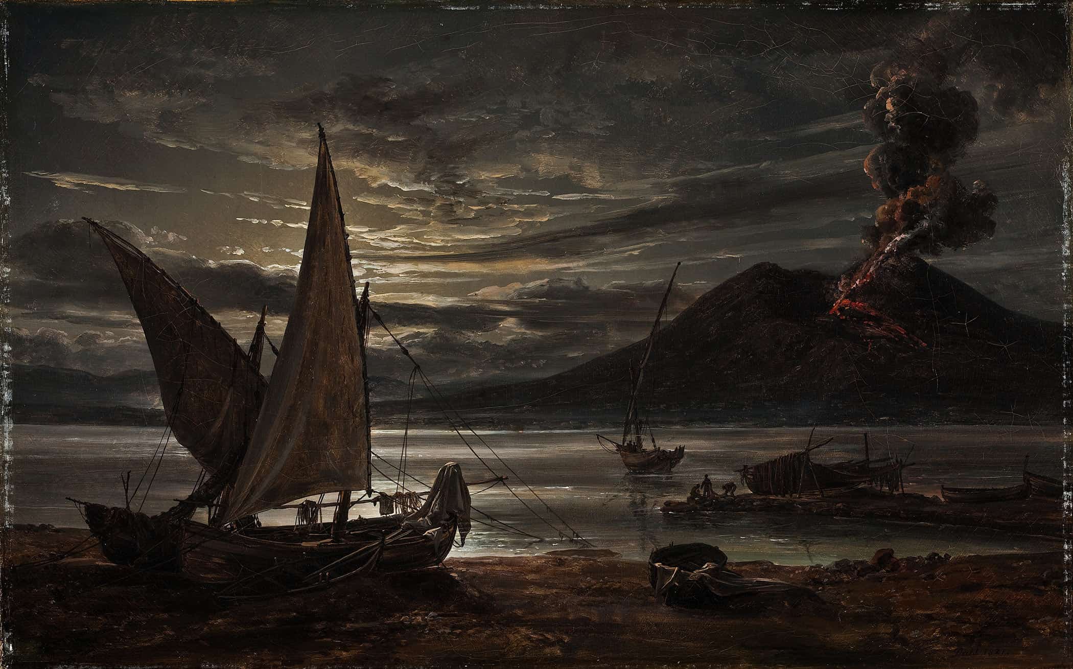 Vesuvius In Eruption Moonlight by Johan Christian Dahl - Image 2