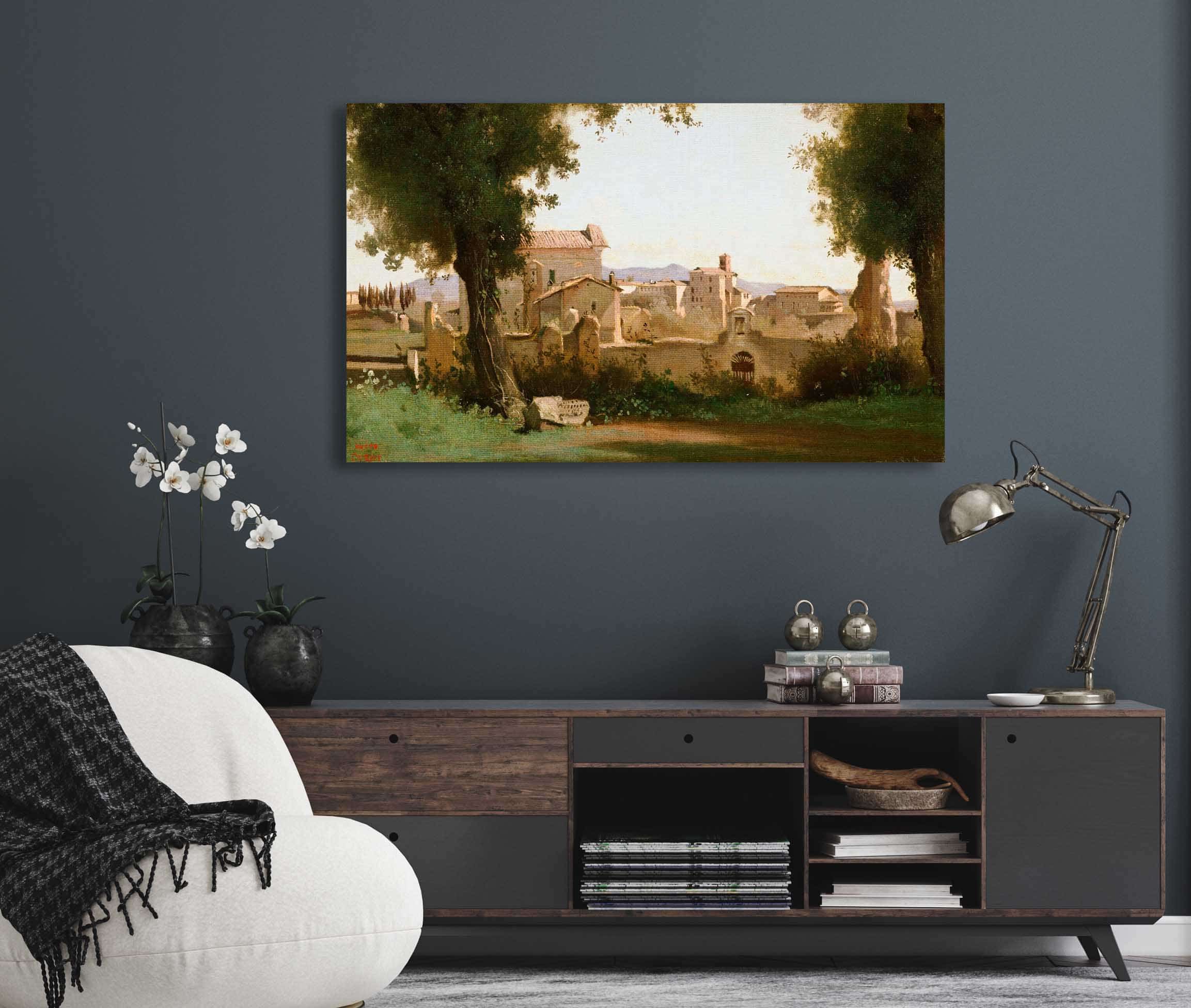 View From The Farnese Gardens Rome by Jean Baptiste Camille Corot - Image 5