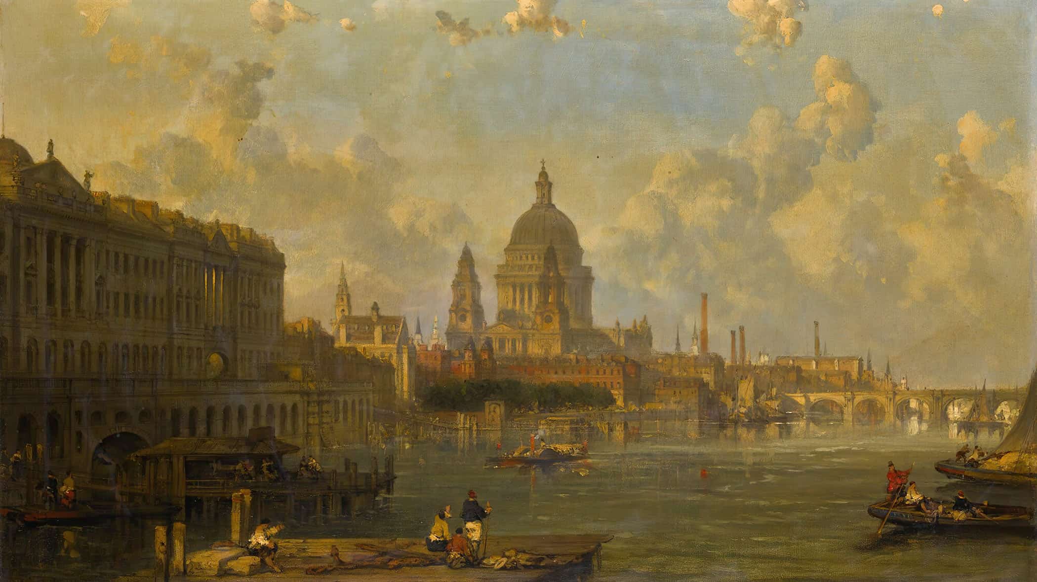 View From Waterloo Bridge Embracing St Pauls Somerset House And Temple by David Roberts - Image 2