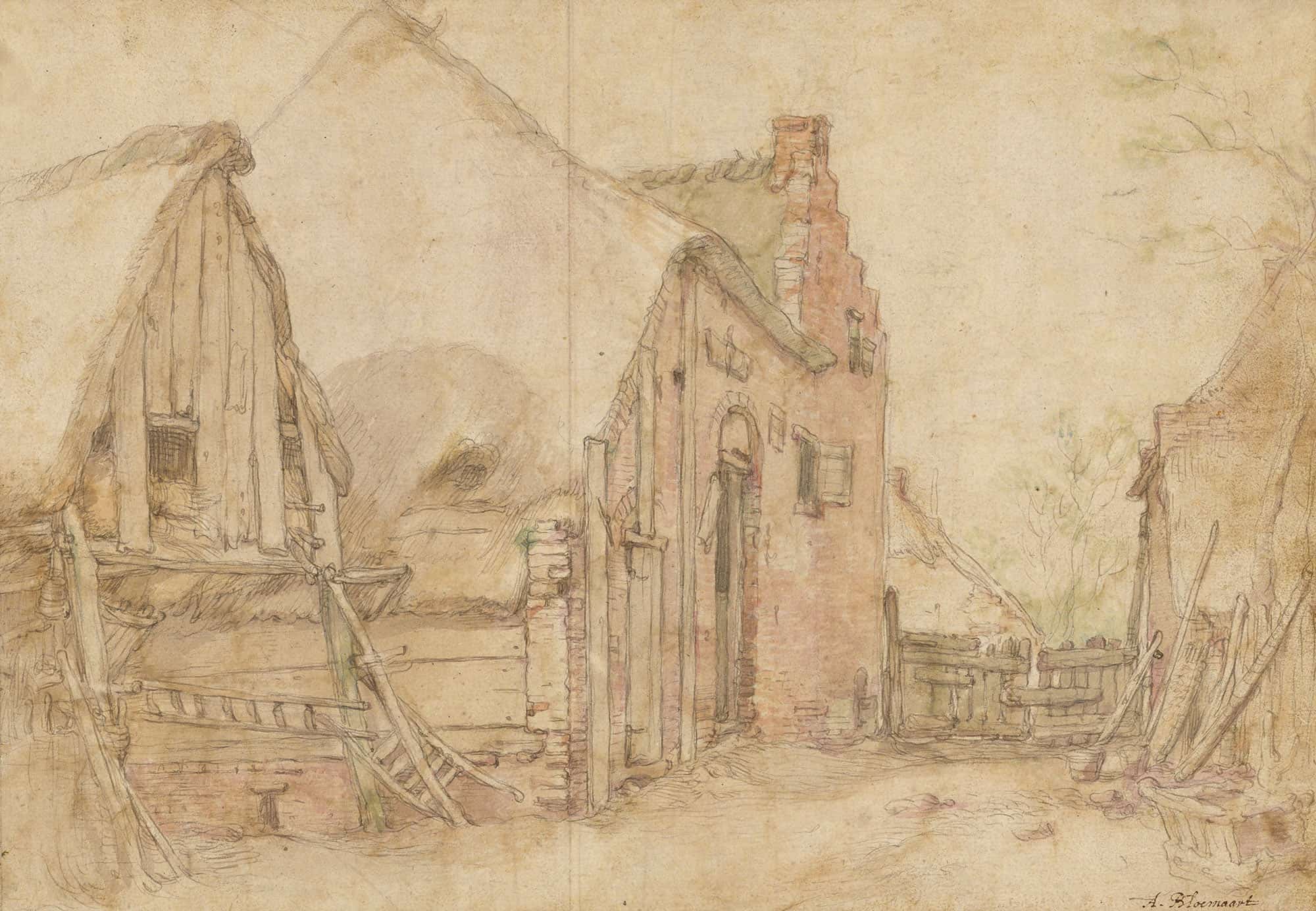 View Of A Farm Courtyard by Abraham Bloemaert