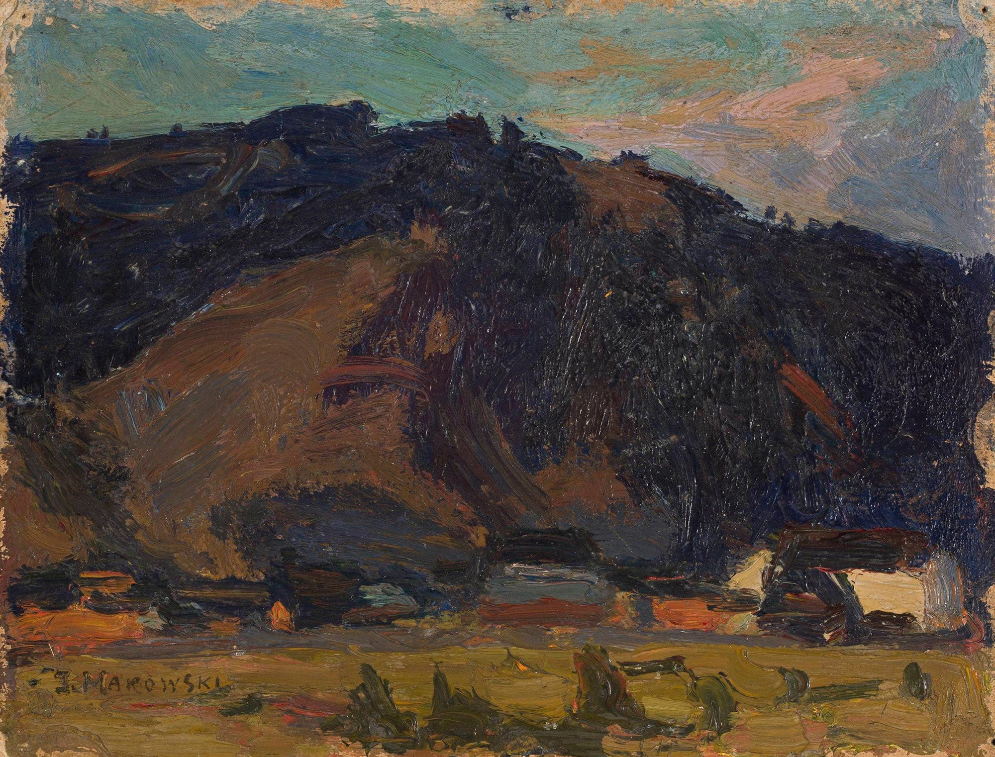 View Of A Village Against The Background Of A Mountain by Tadeusz Makowski