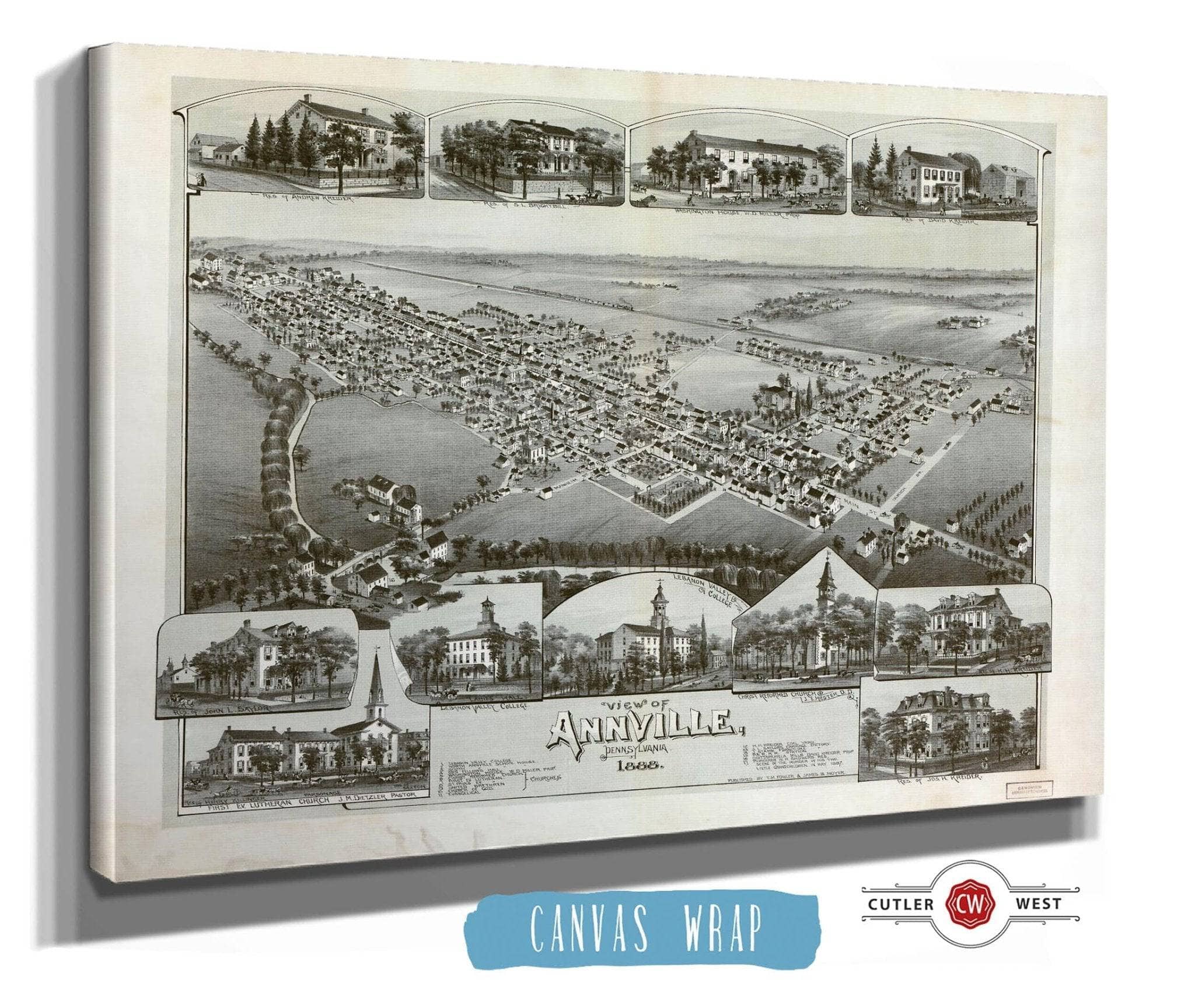 View Of Annville Pennsylvania 1888 State of Pennsylvania