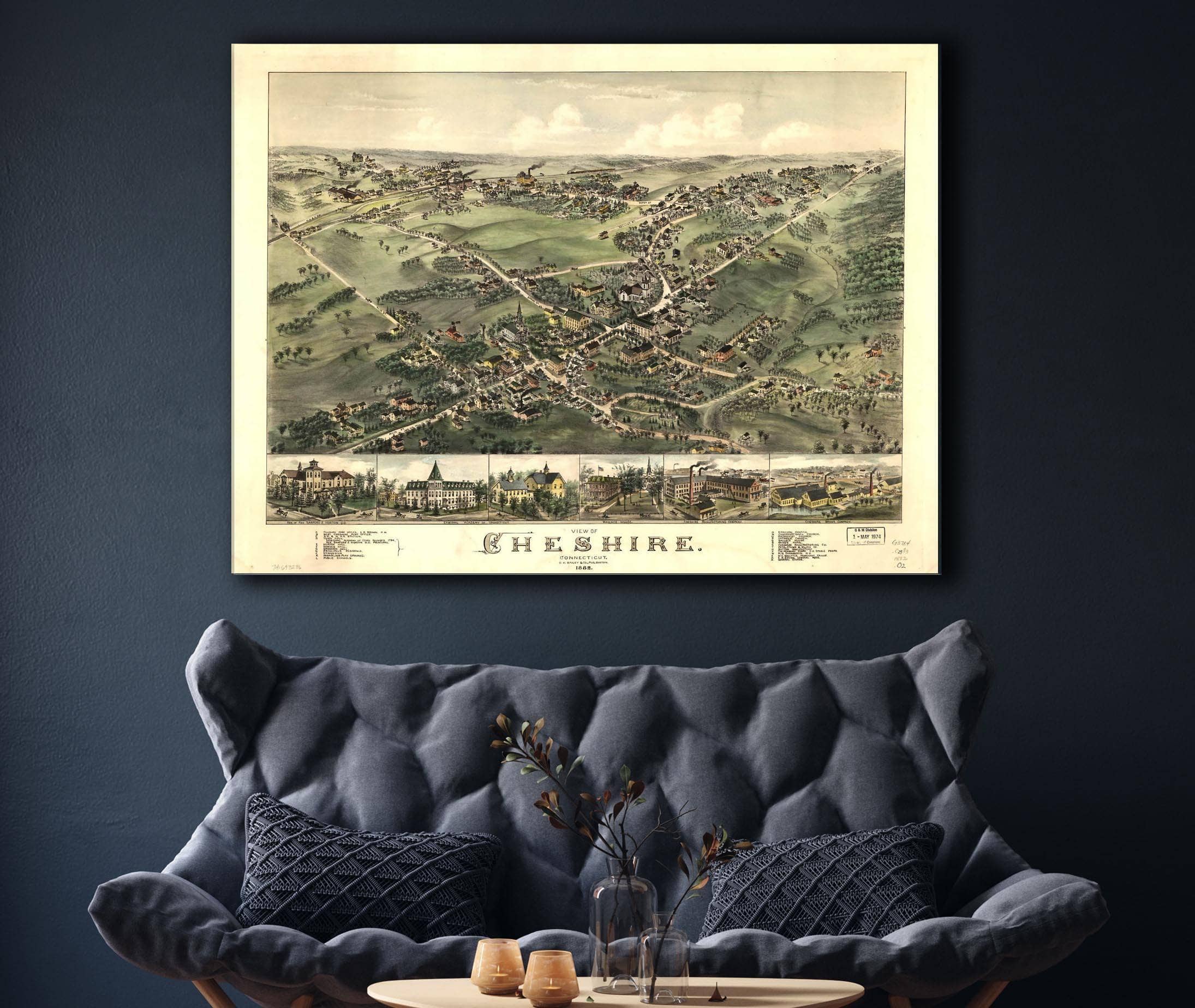 View Of Cheshire Connecticut 1882 State of Connecticut - Image 7