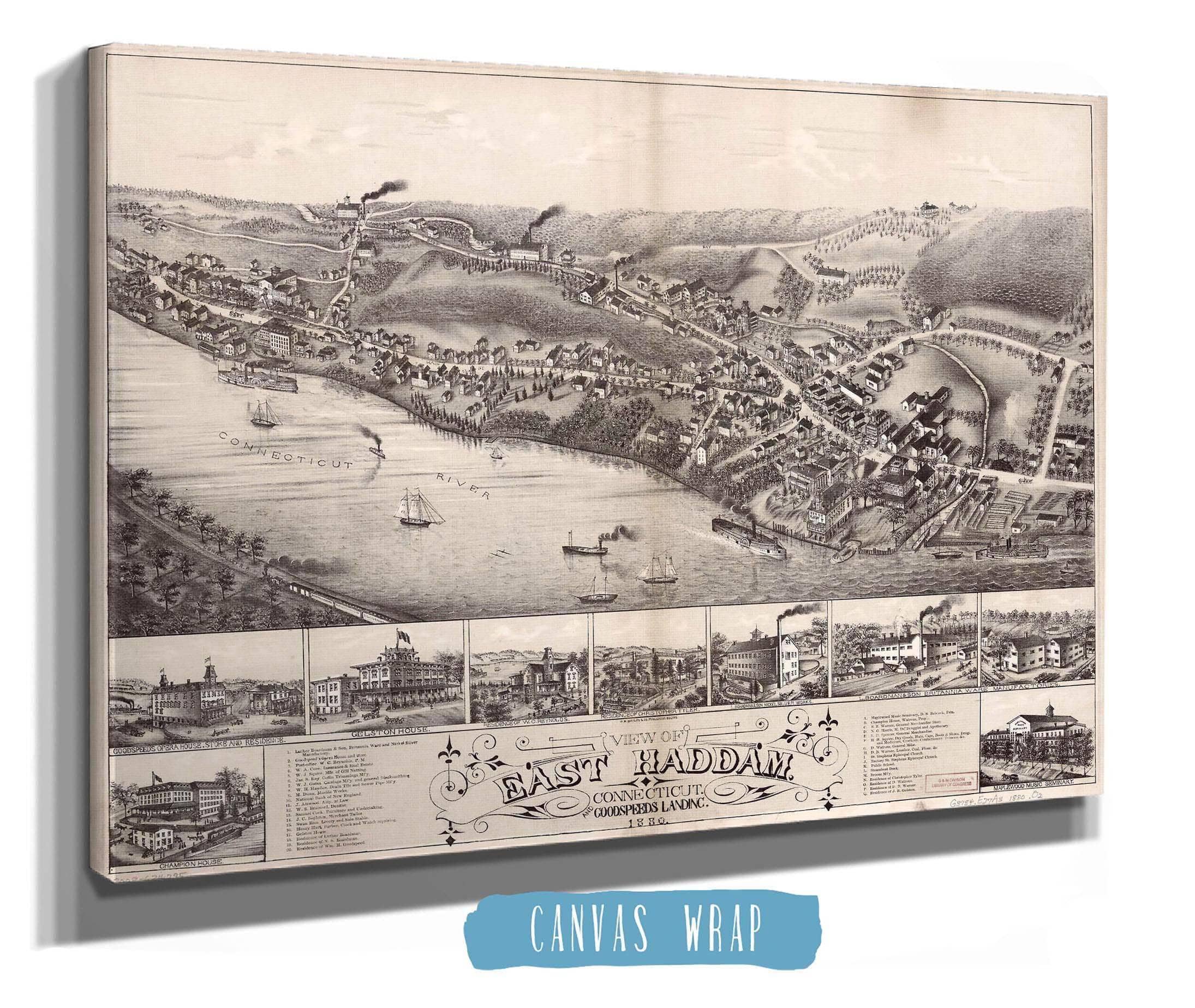 View Of East Haddam Connecticut And Goodspeeds Landing 1880 State of Connecticut