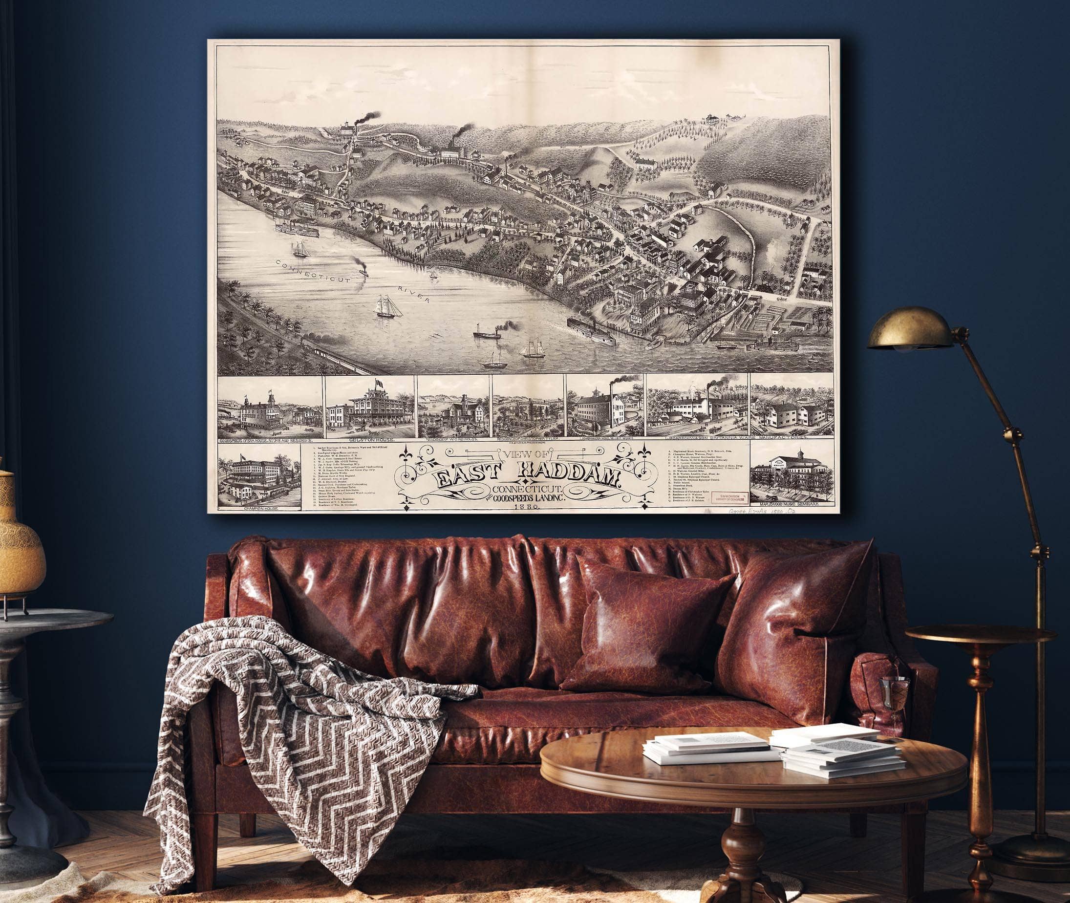View Of East Haddam Connecticut And Goodspeeds Landing 1880 State of Connecticut - Image 4