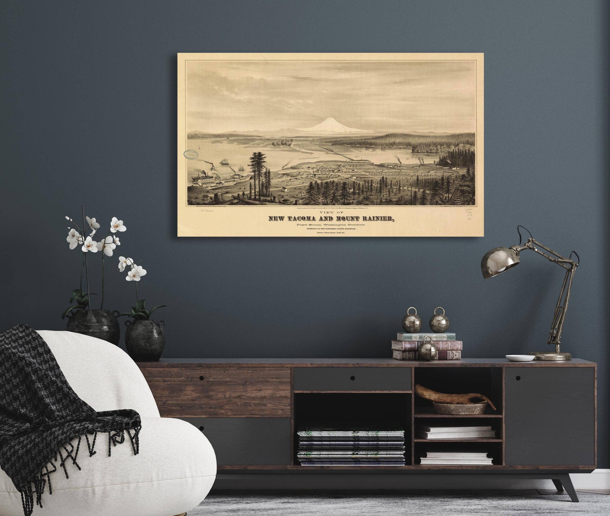 View Of New Tacoma And Mount Rainier Puget Sound Washington Territory State Of Washington - Image 7