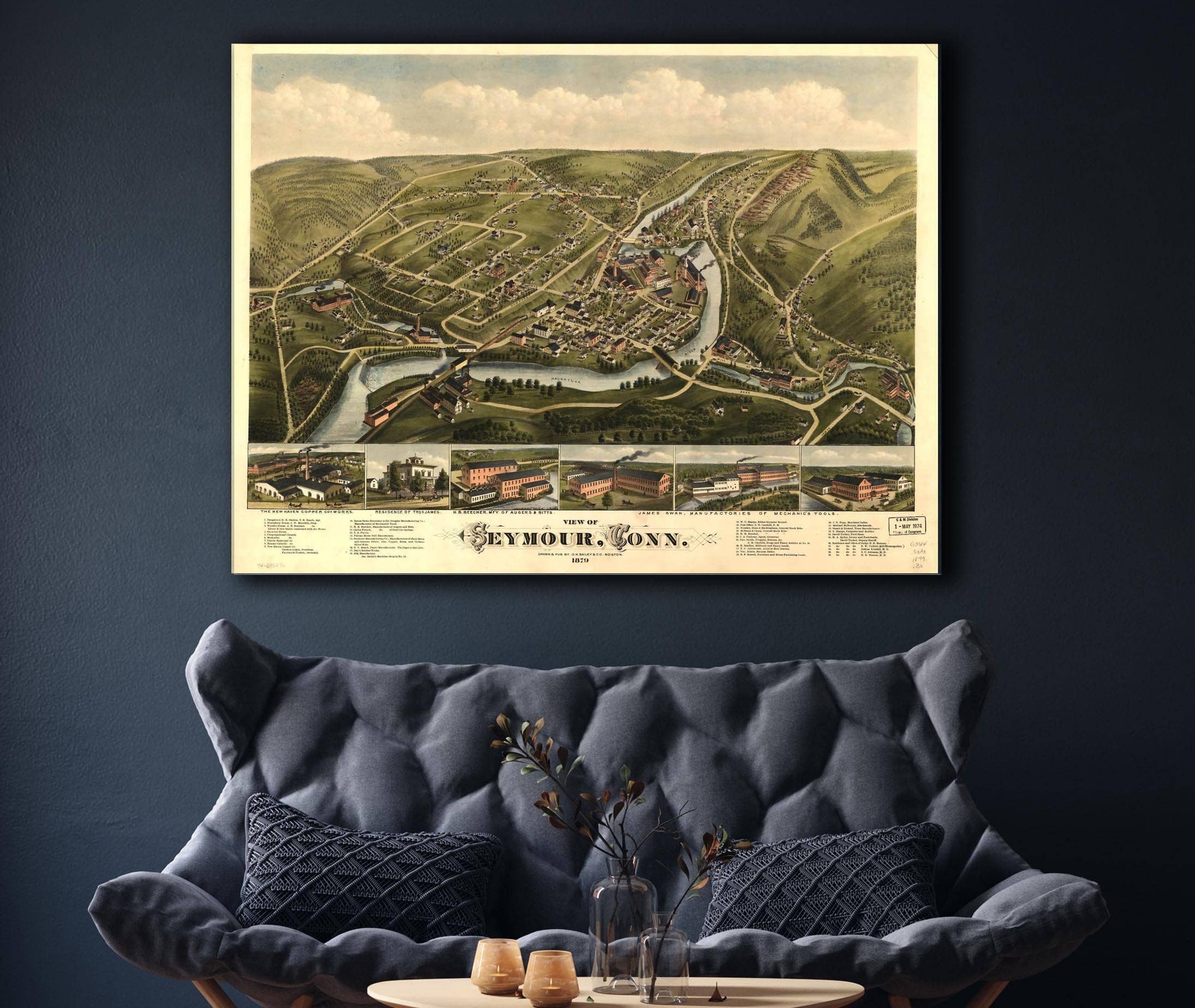 View Of Seymour Conn 1879 State of Connecticut - Image 7